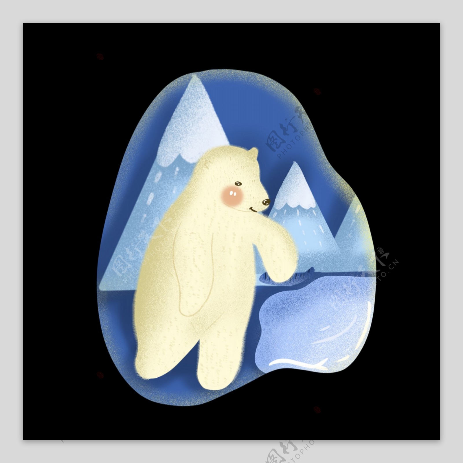 卡通北极熊珍稀动物可爱蓝色