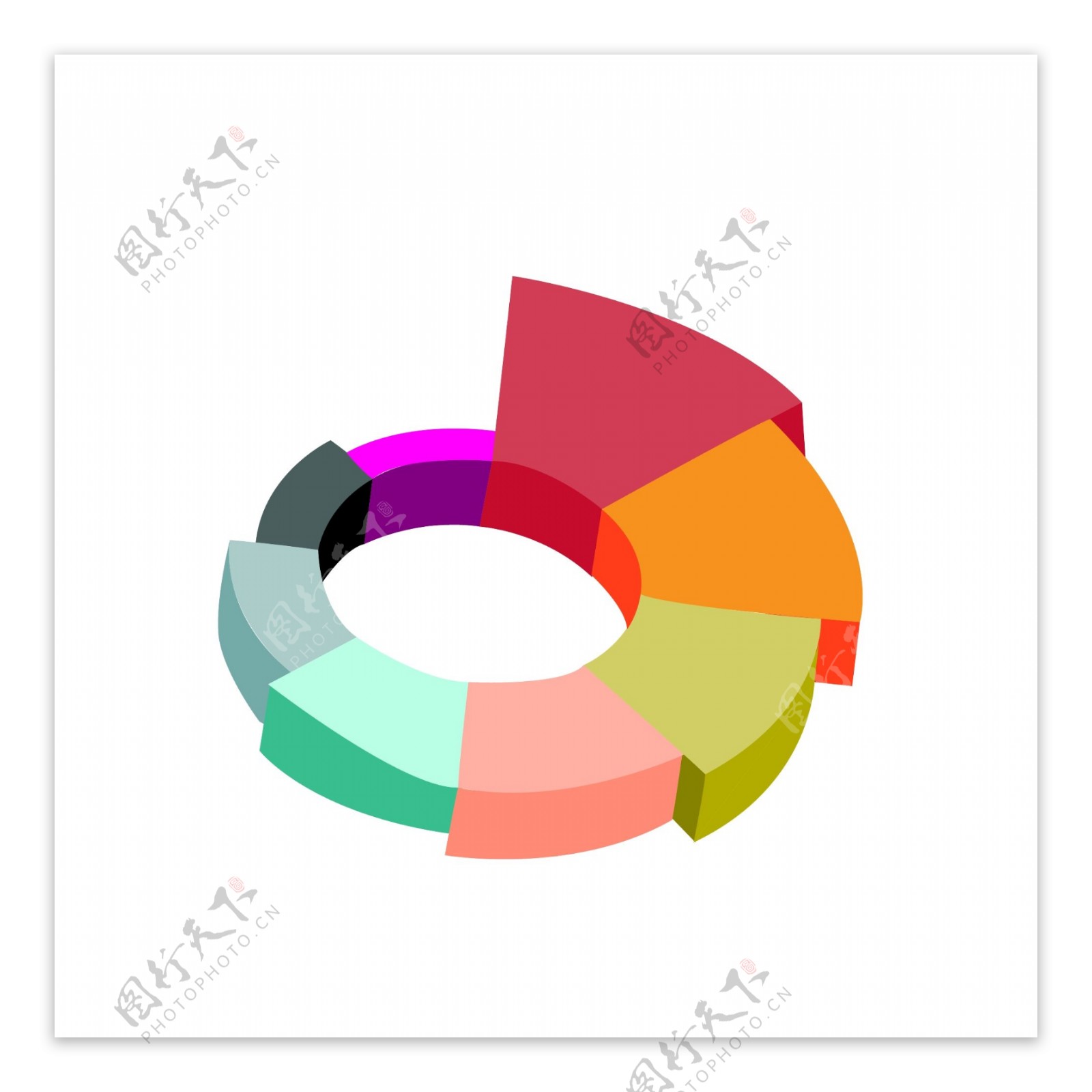 商务矢量数据饼状立体分析图