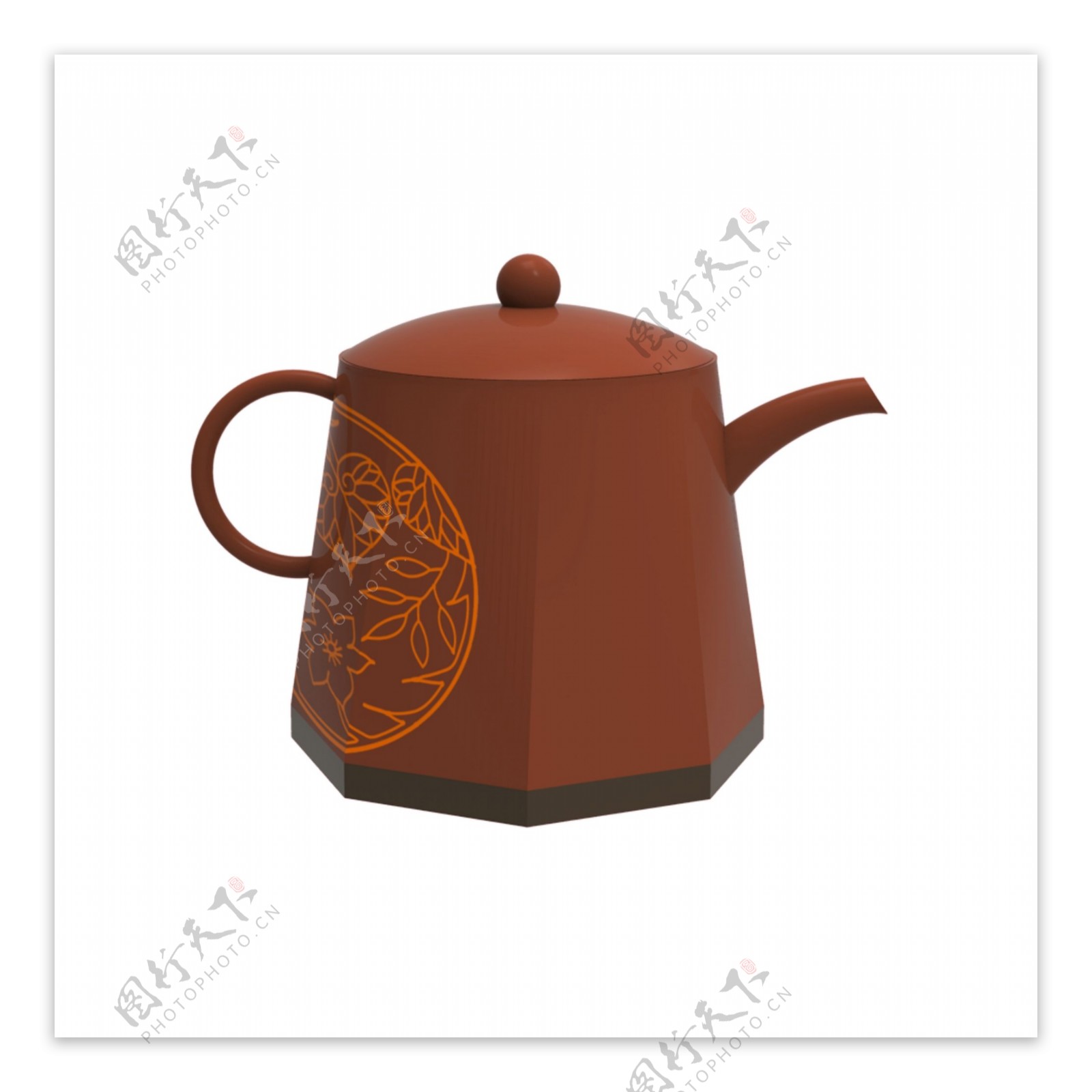 砖红色茶壶免抠素材