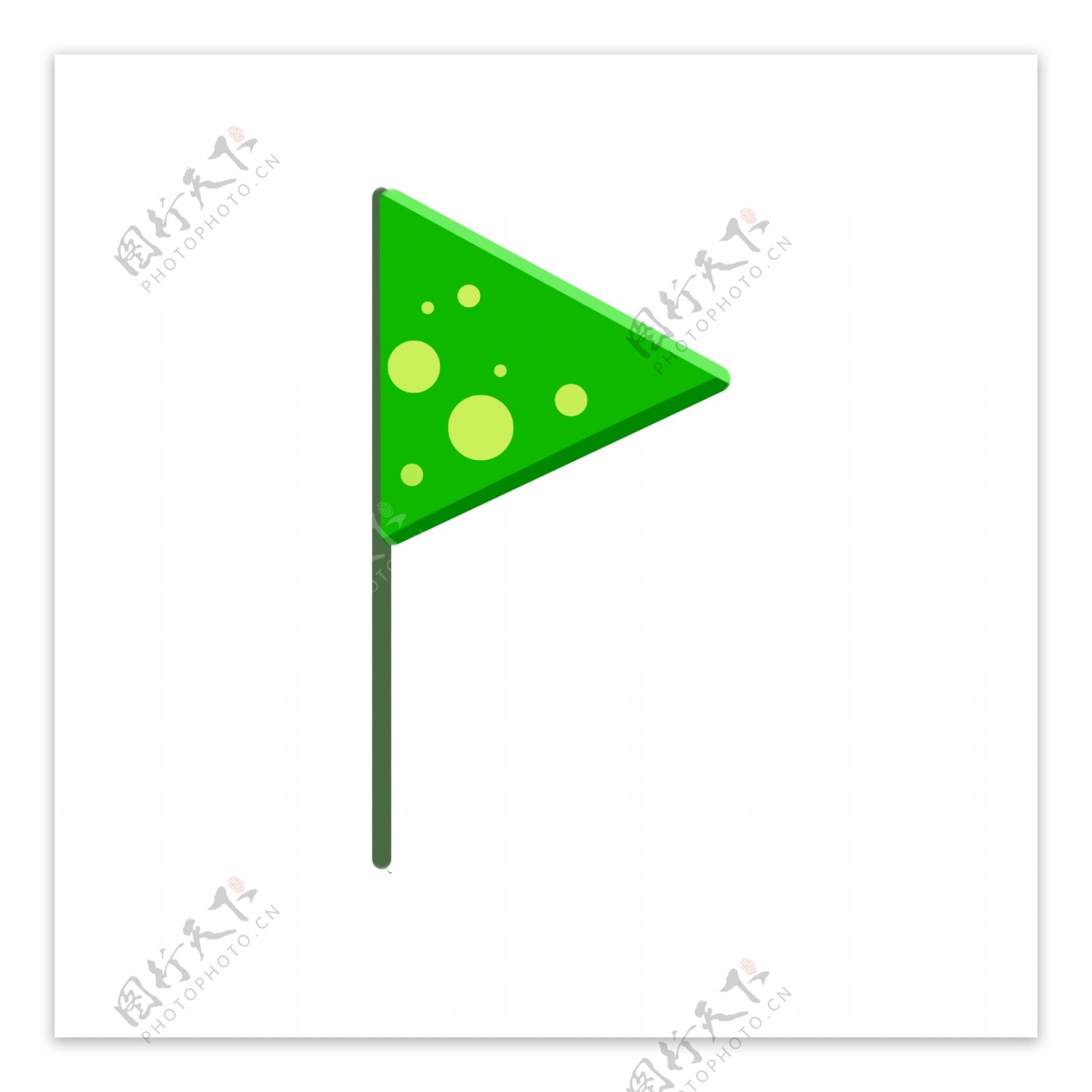 重点标注绿色立体小旗子