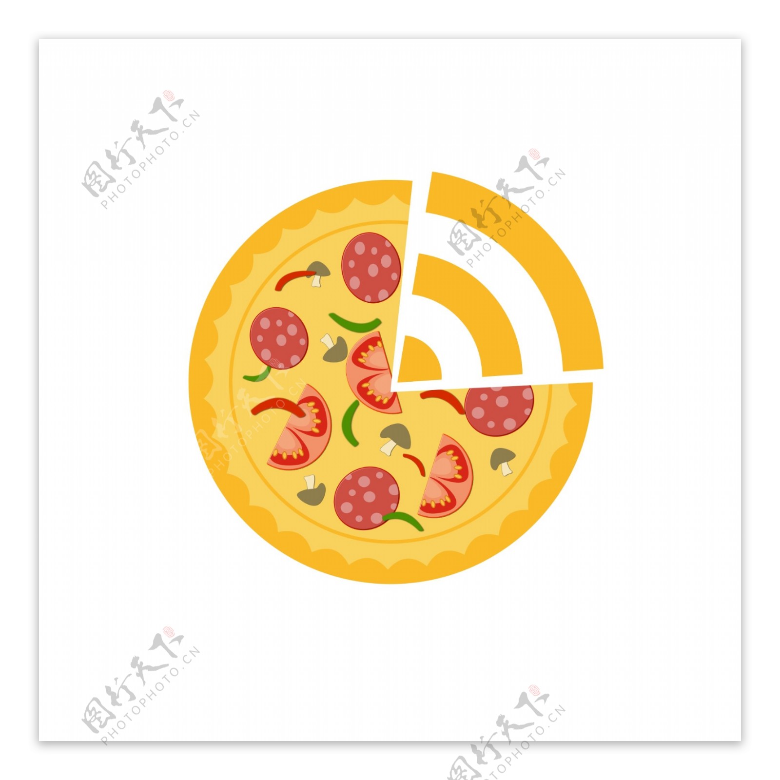 wifi标志pizza披萨黄色餐饮店