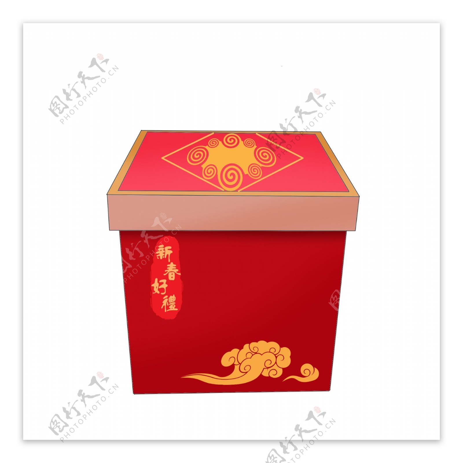 春节年货坚果礼盒中式传统红色礼盒