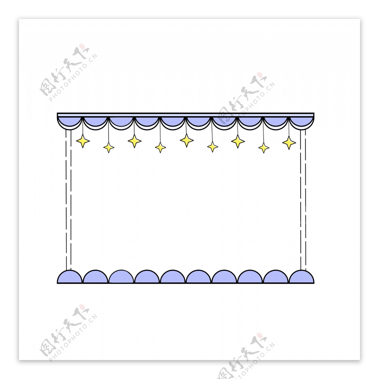 可爱星星卡通边框手绘插画