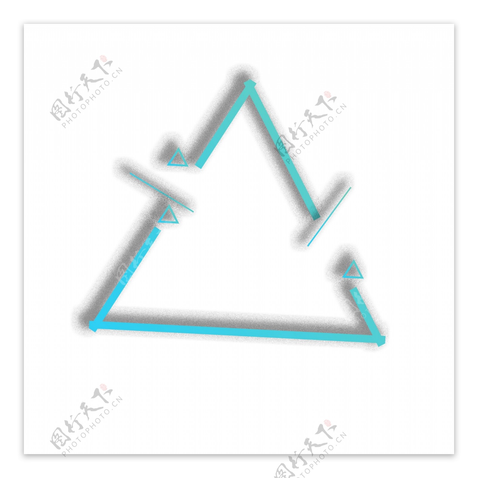 手绘蓝色渐变三角形装饰