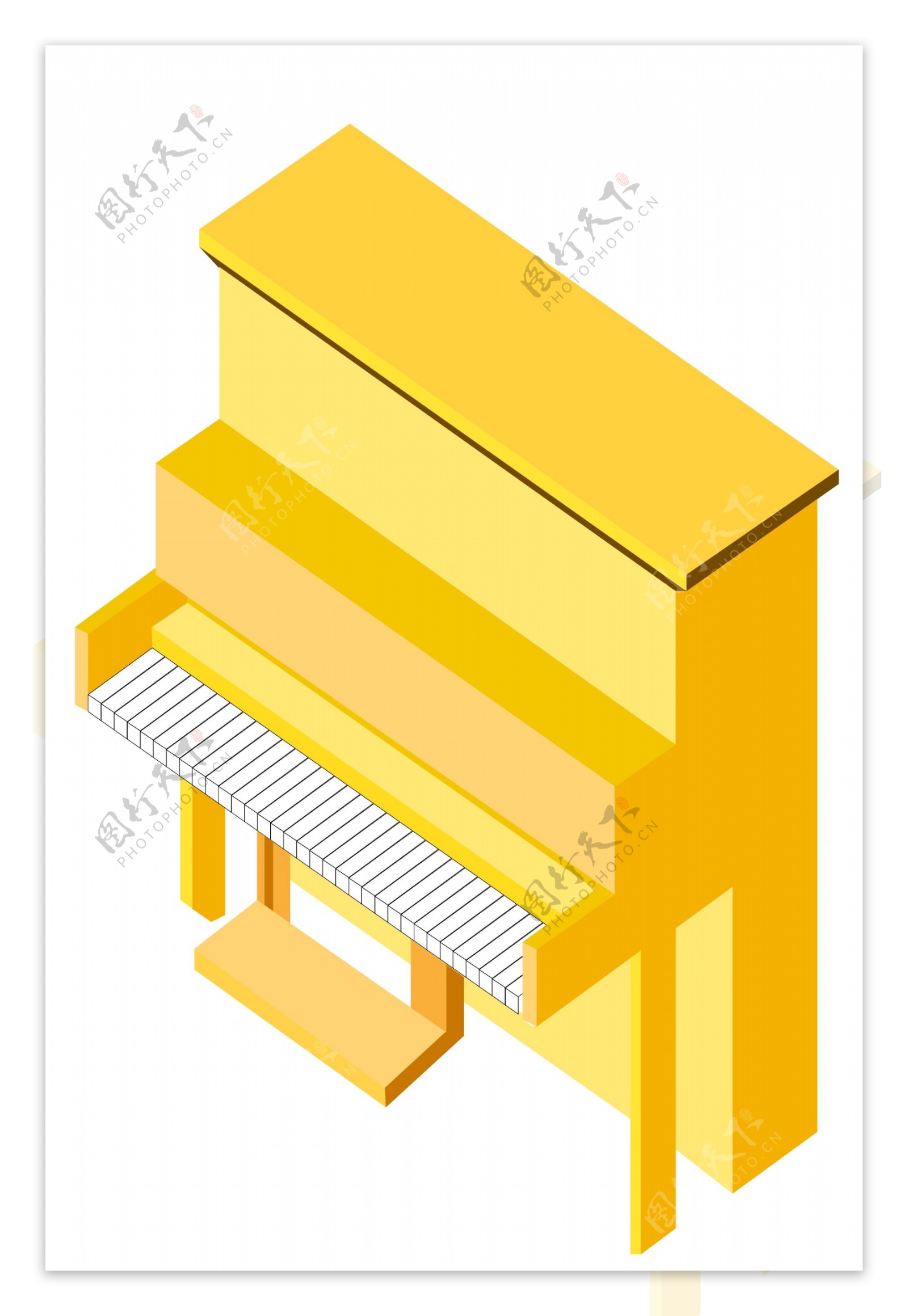 2.5D钢琴手绘插画