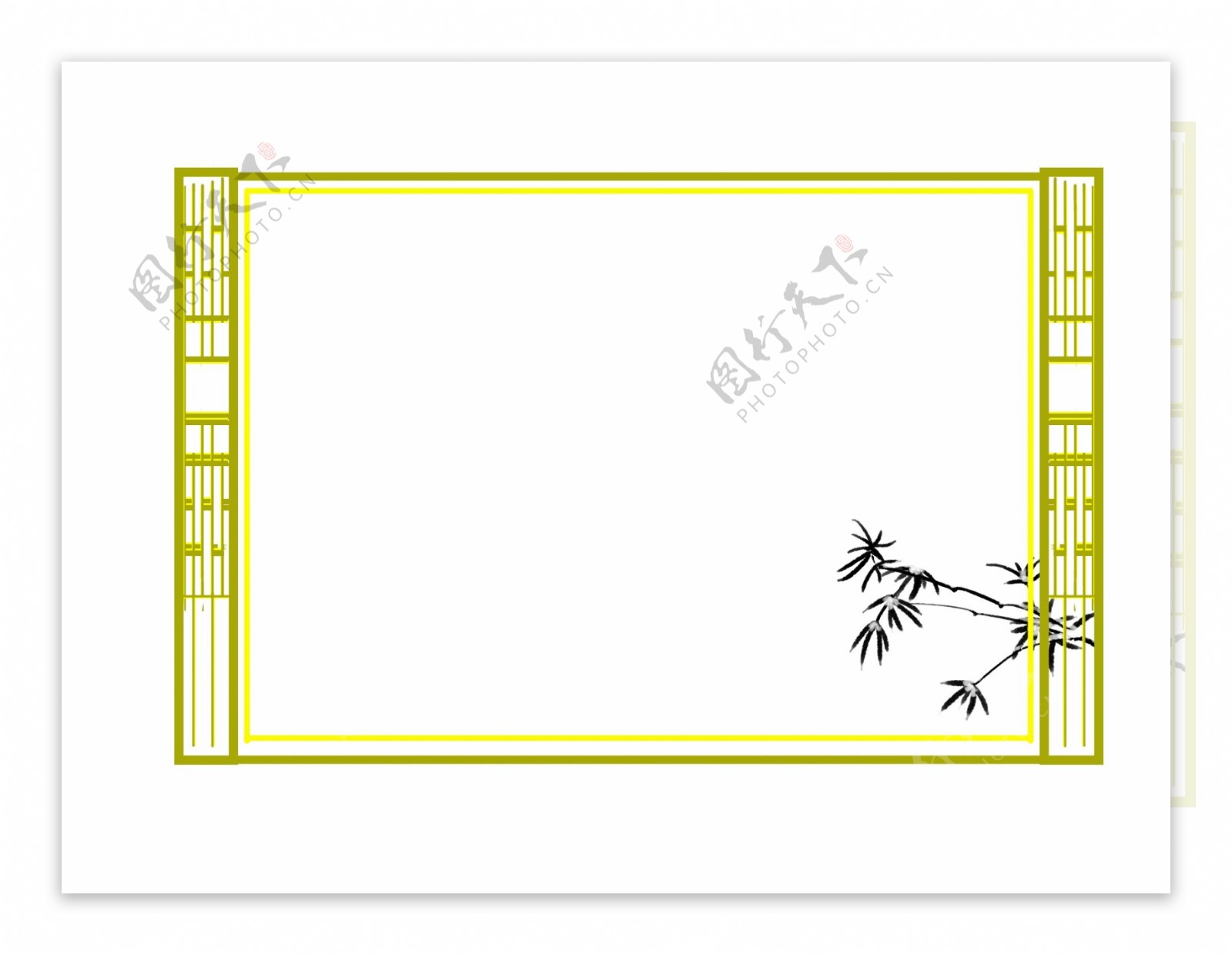 中国风单边框墨竹图