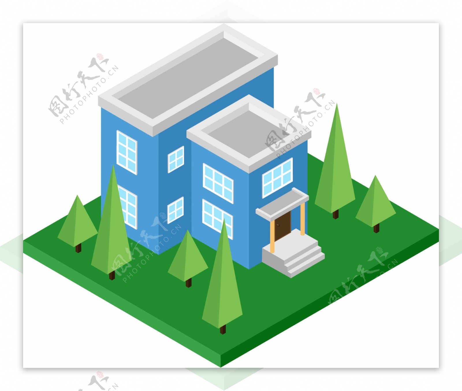 矢量手绘卡通2.5D建筑