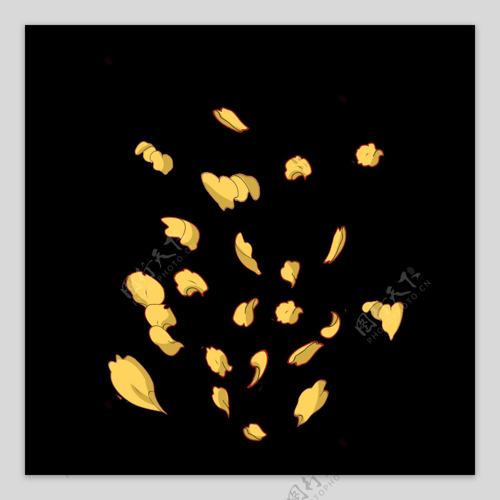黄色的飞舞花瓣手绘插画