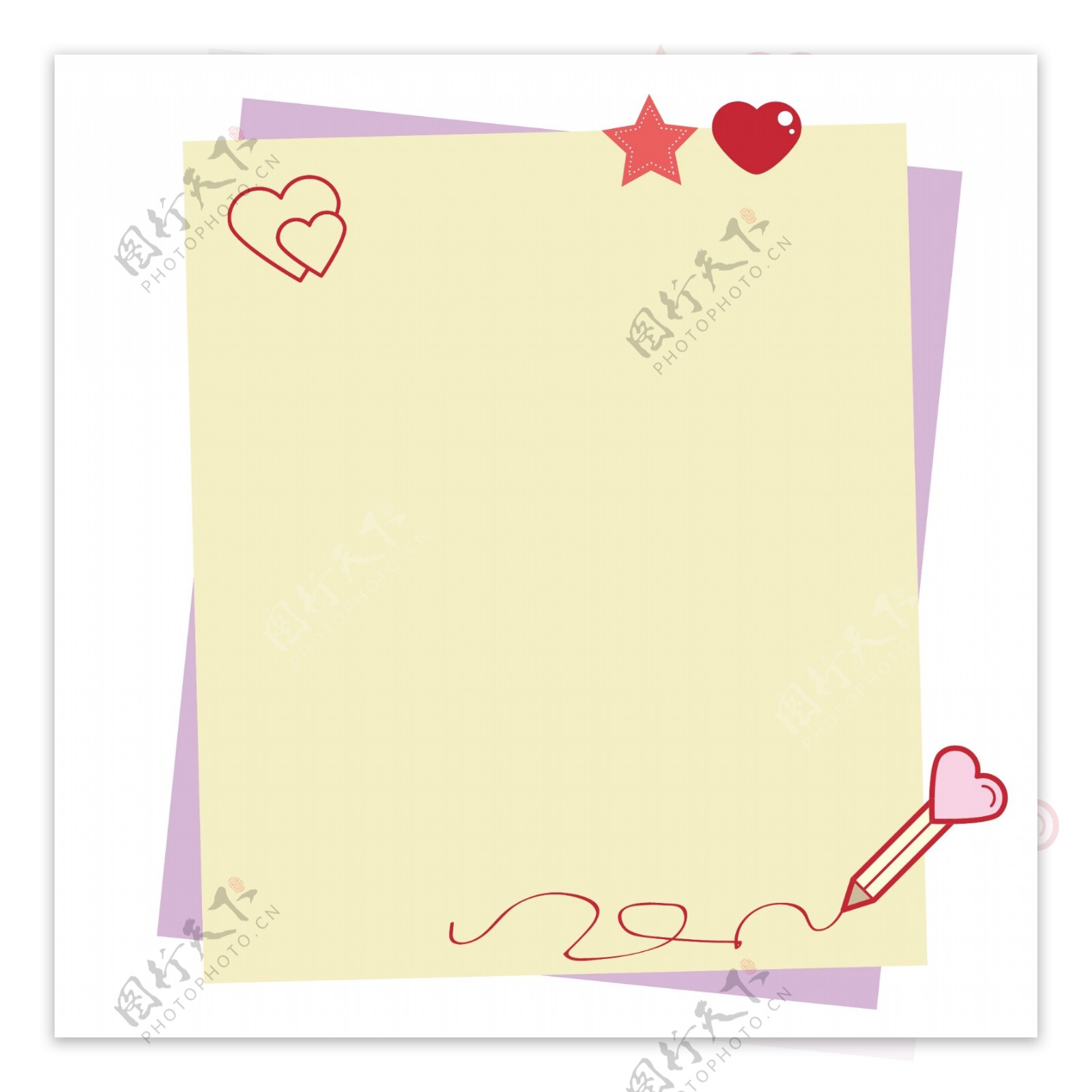 情人节可爱彩色便签纸矢量边框素材