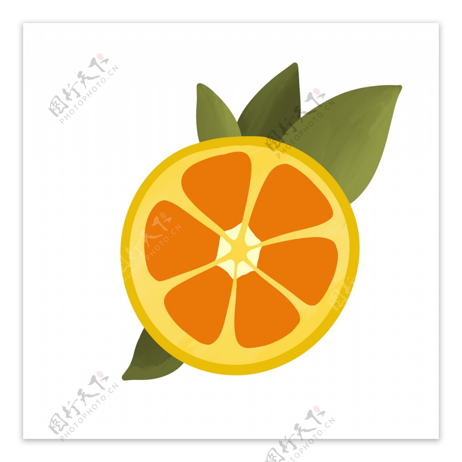 柠檬橙子手绘插画装饰素材