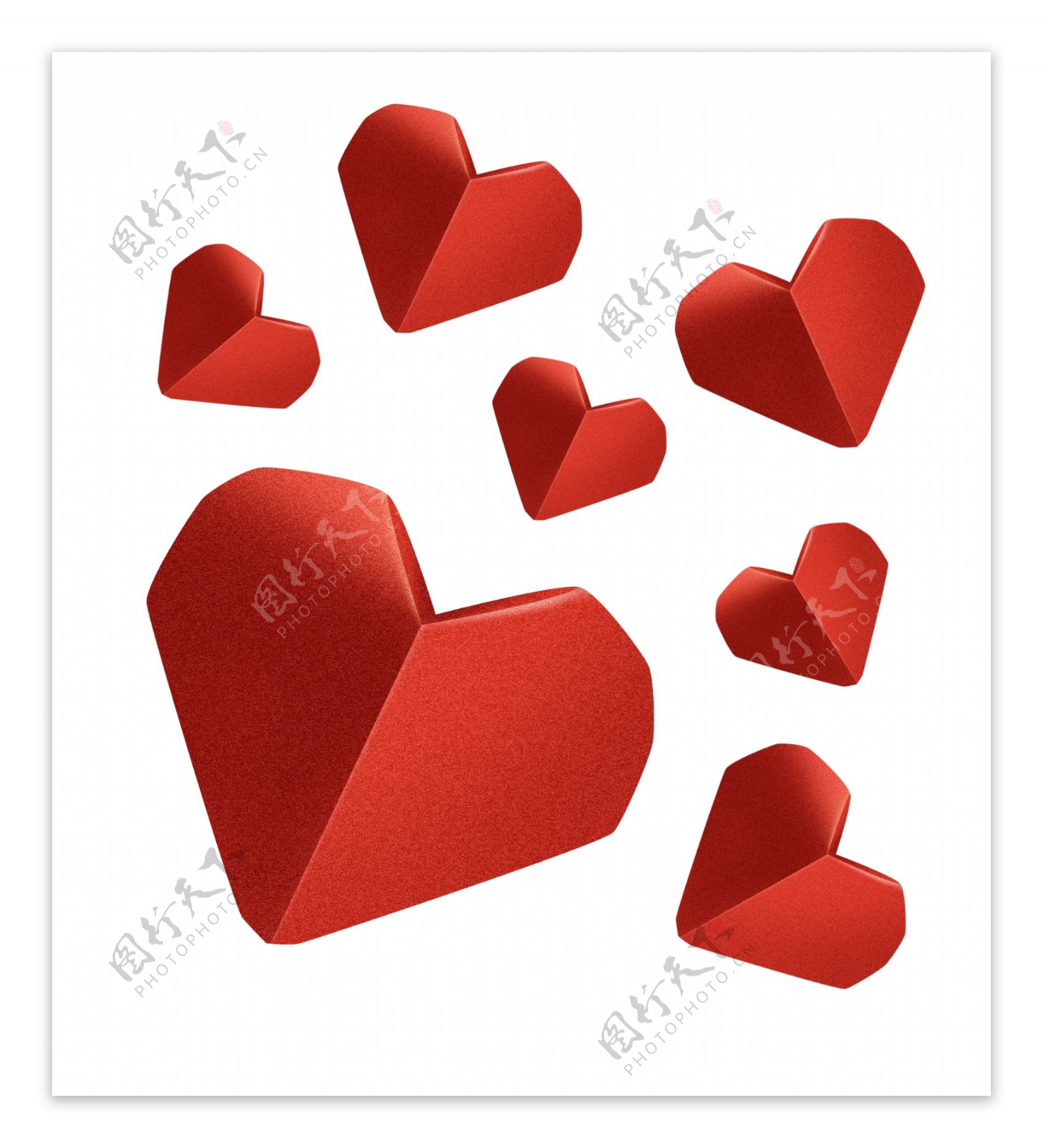 情人节爱心爱情心形告白表白红色折纸立体免扣