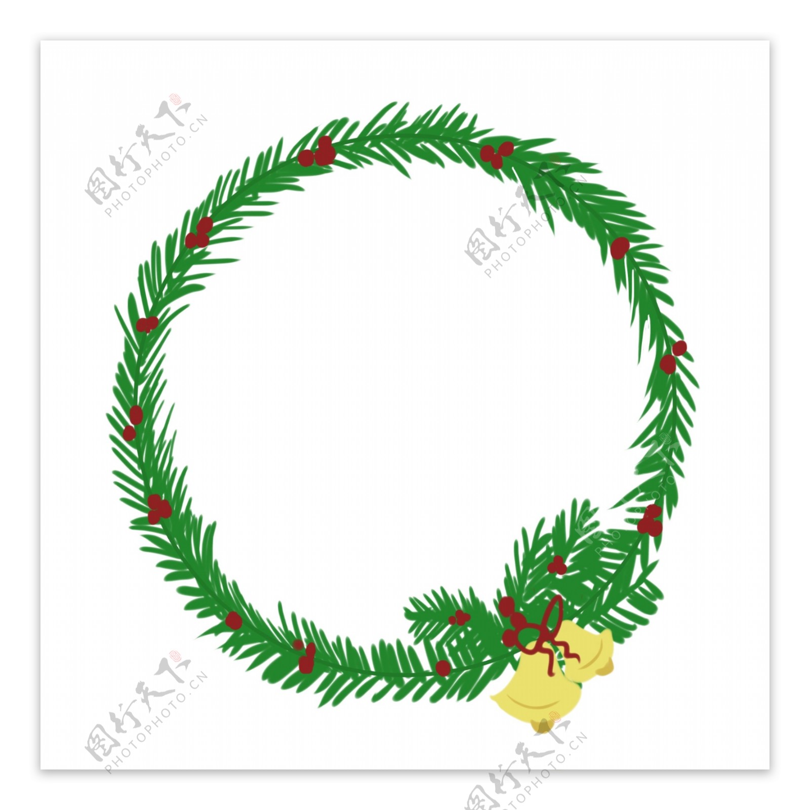 圆形圣诞树边框插画