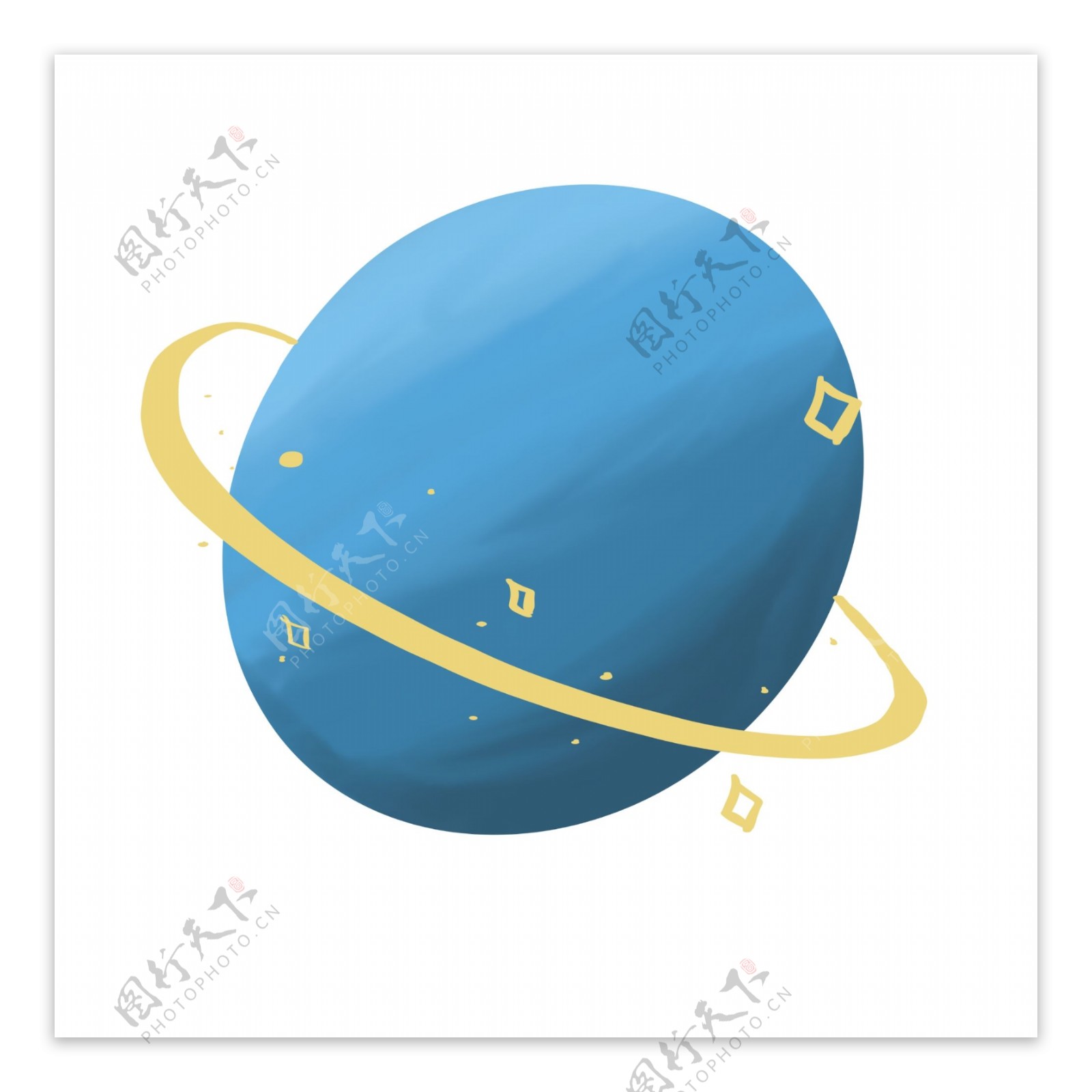 蓝色手绘圆星球元素