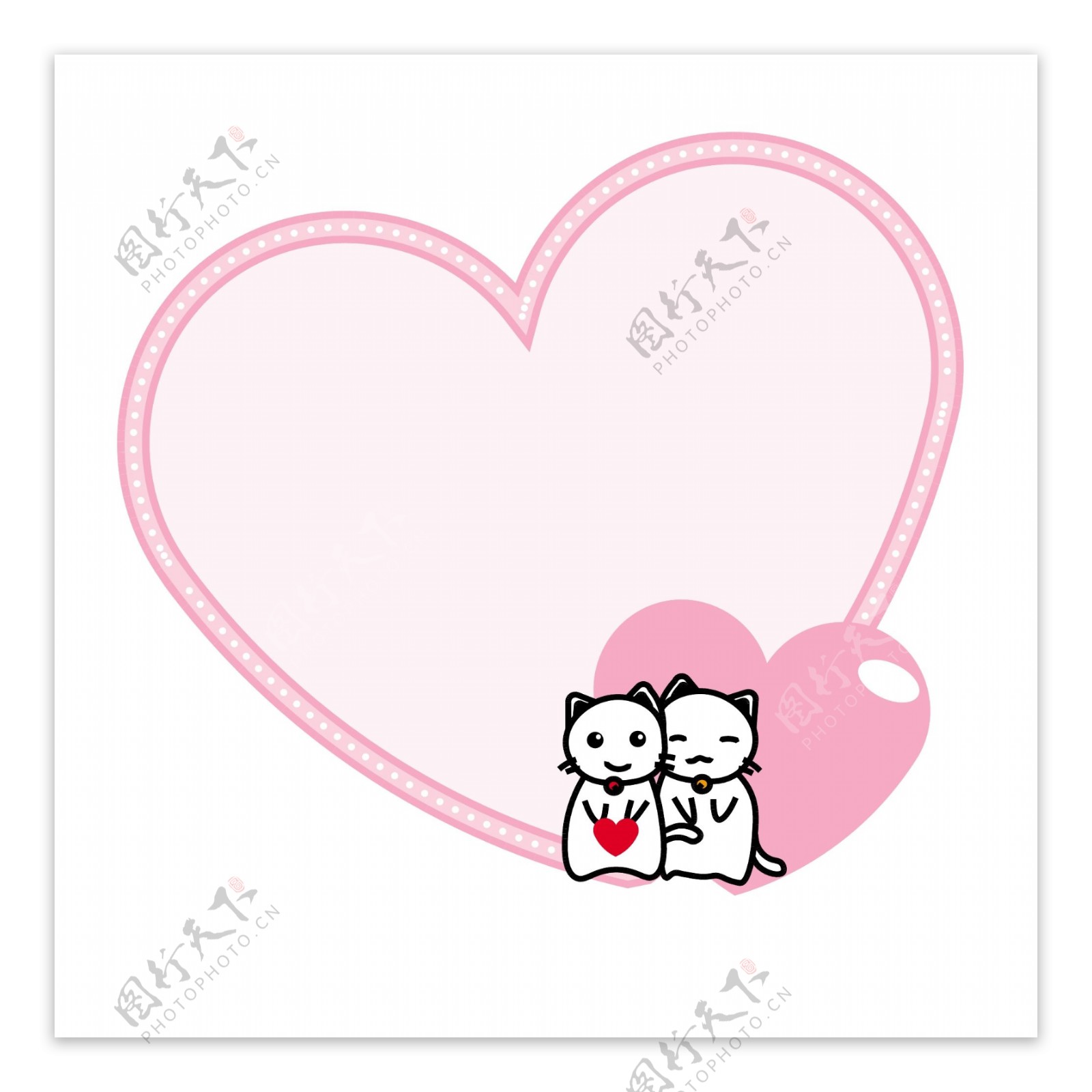 情人节粉色爱心可爱爱情猫造型边框矢量素材