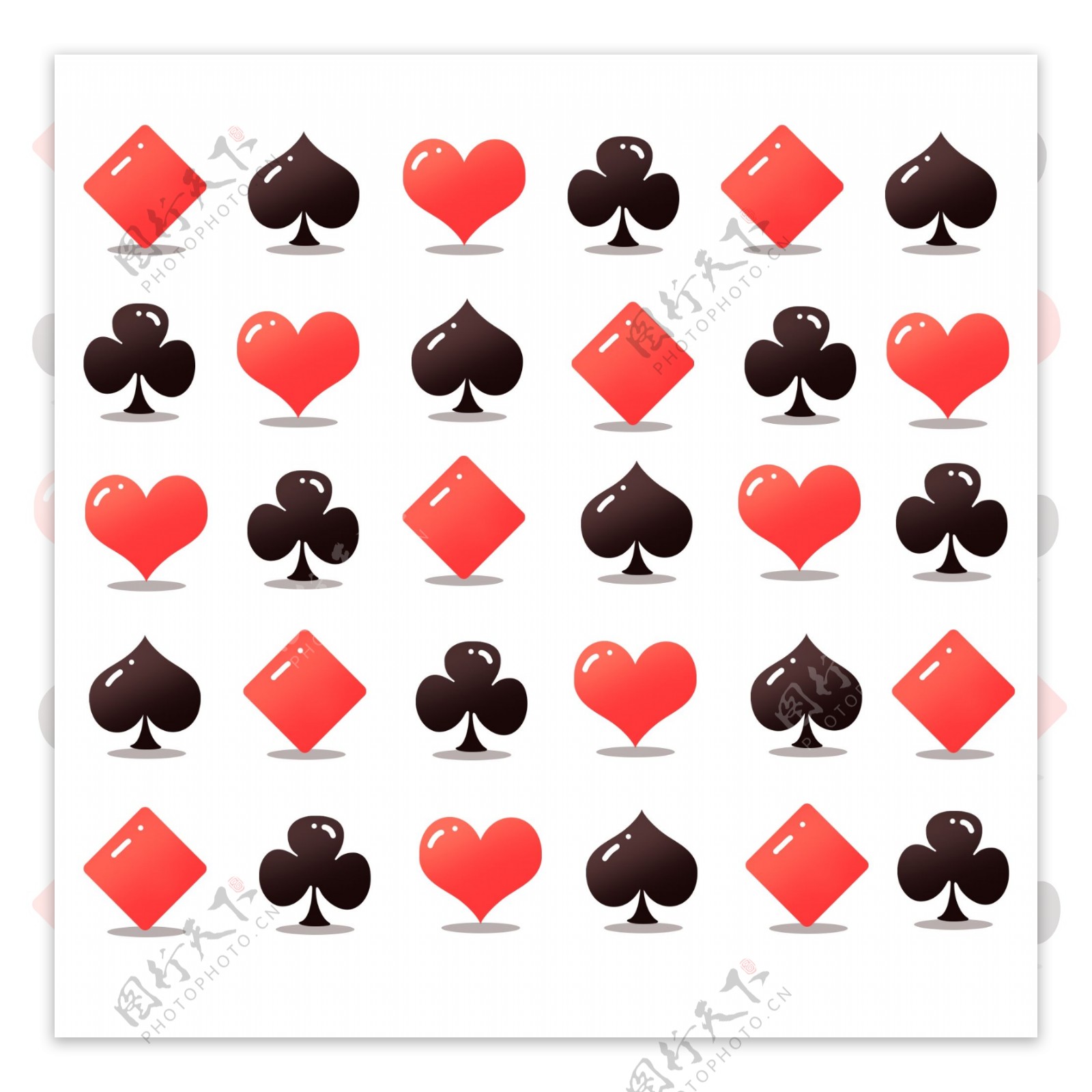 平铺立体扑克牌图标下载