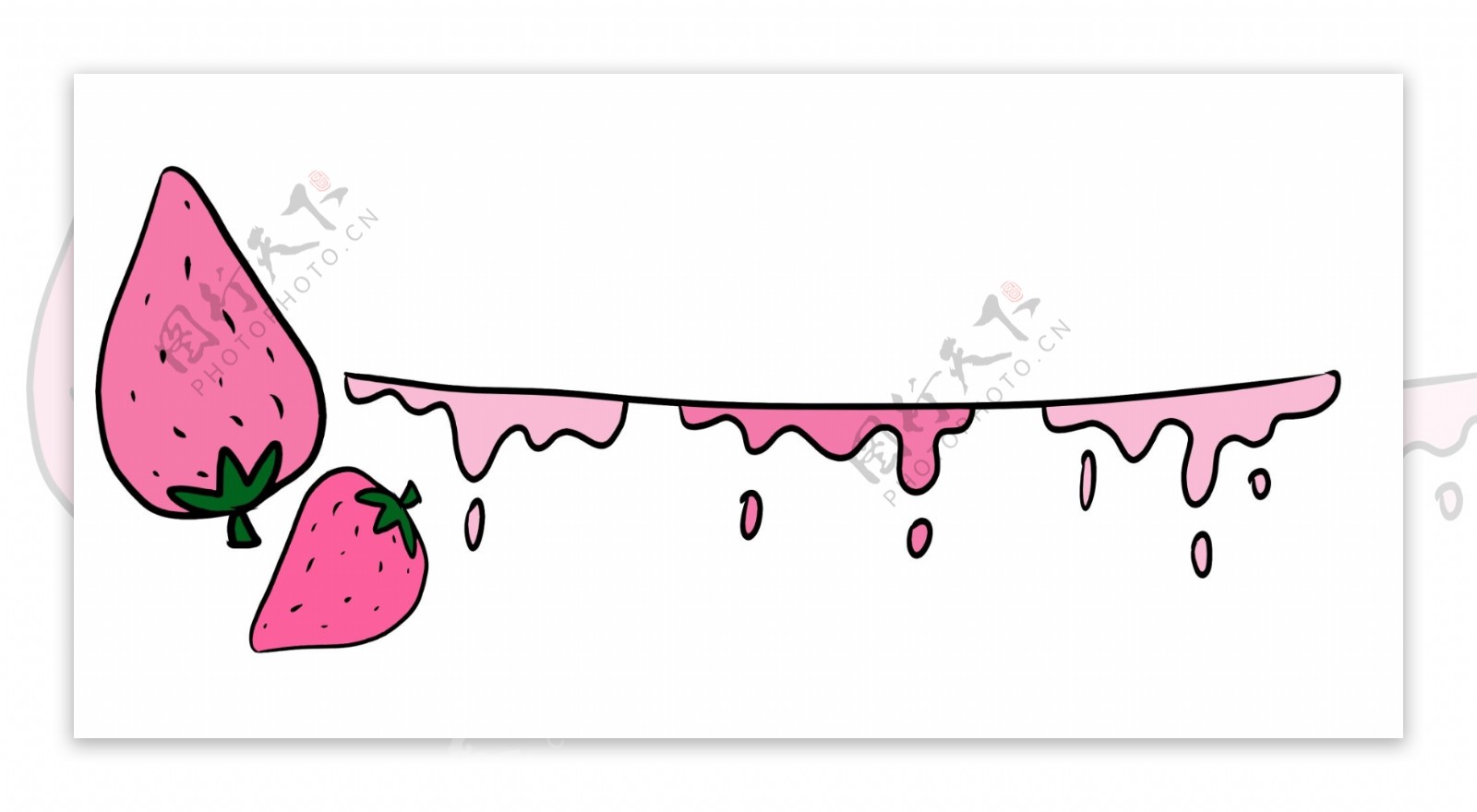草莓分割线手绘插画