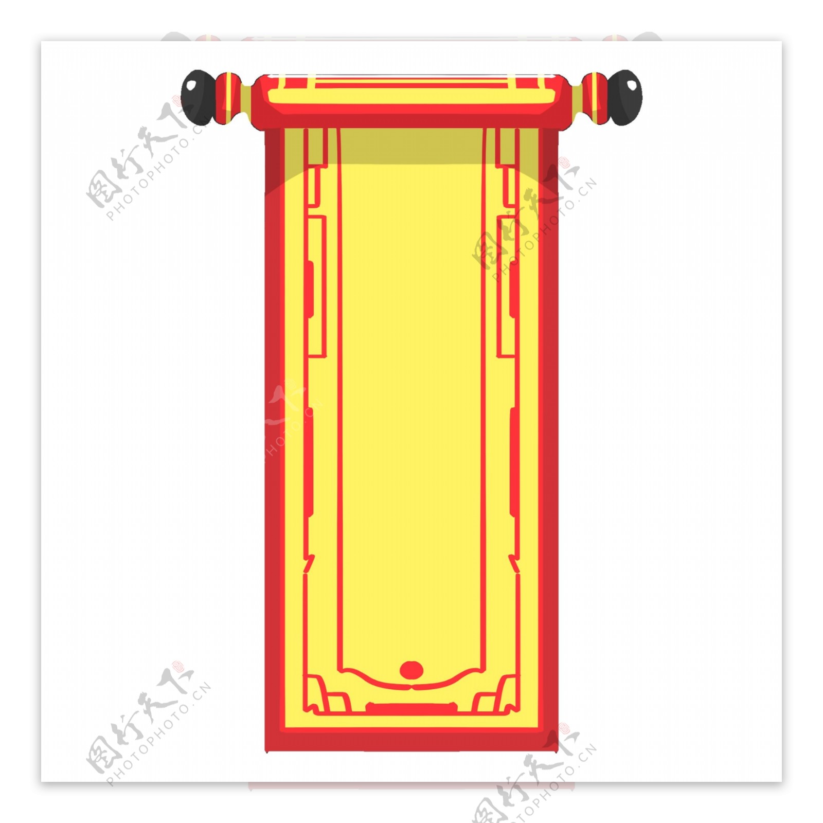立体黄色的卷轴边框