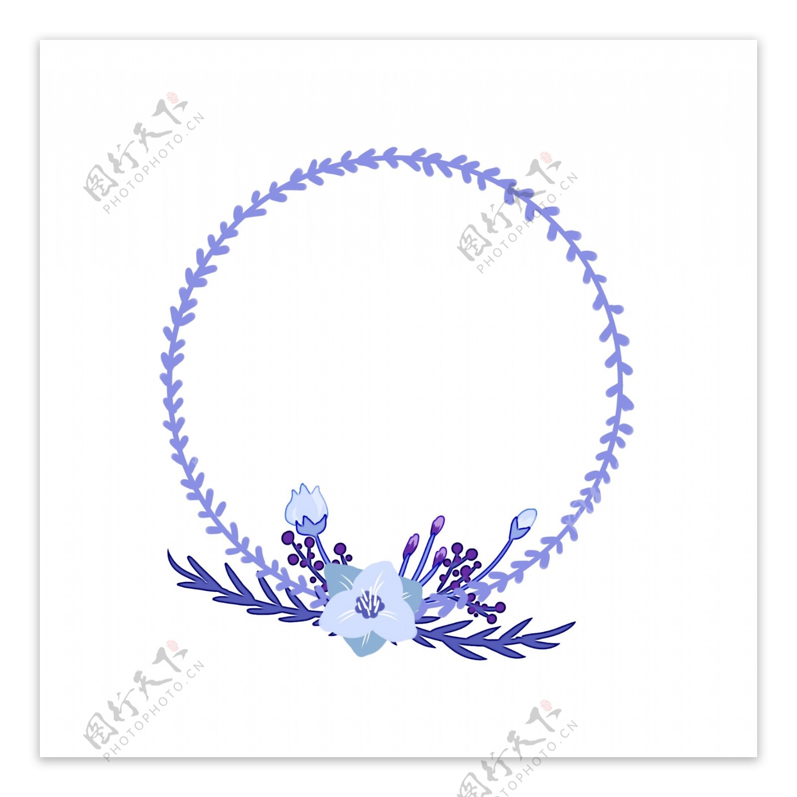 蓝色花朵婚礼边框