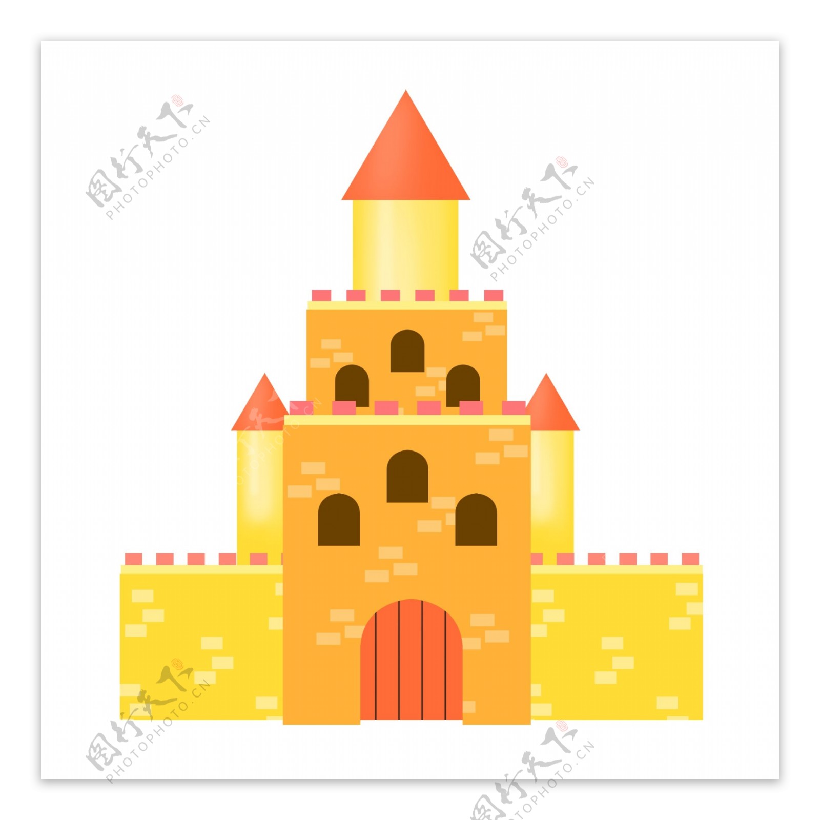 黄色的城堡建筑插画
