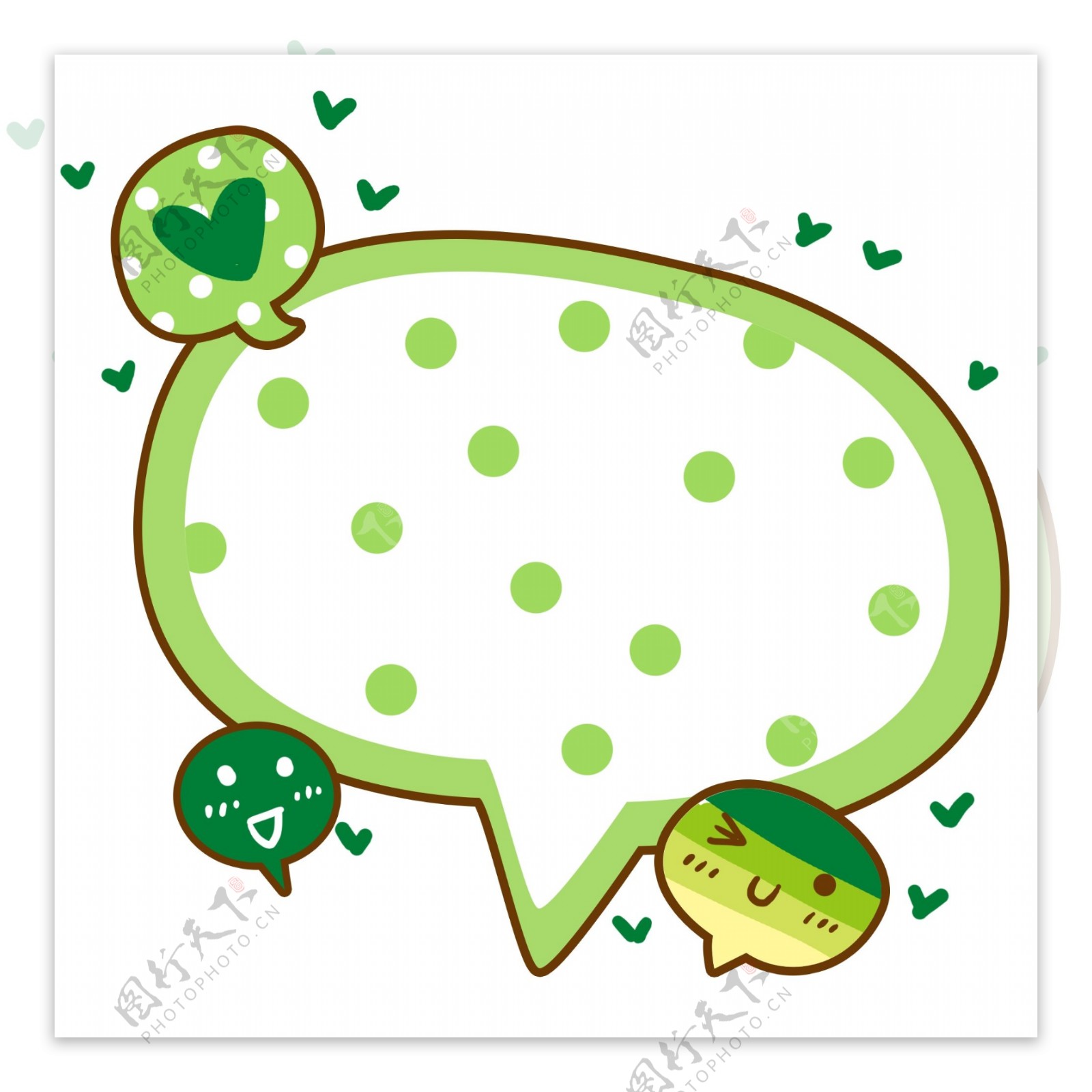手绘绿色对话框插画