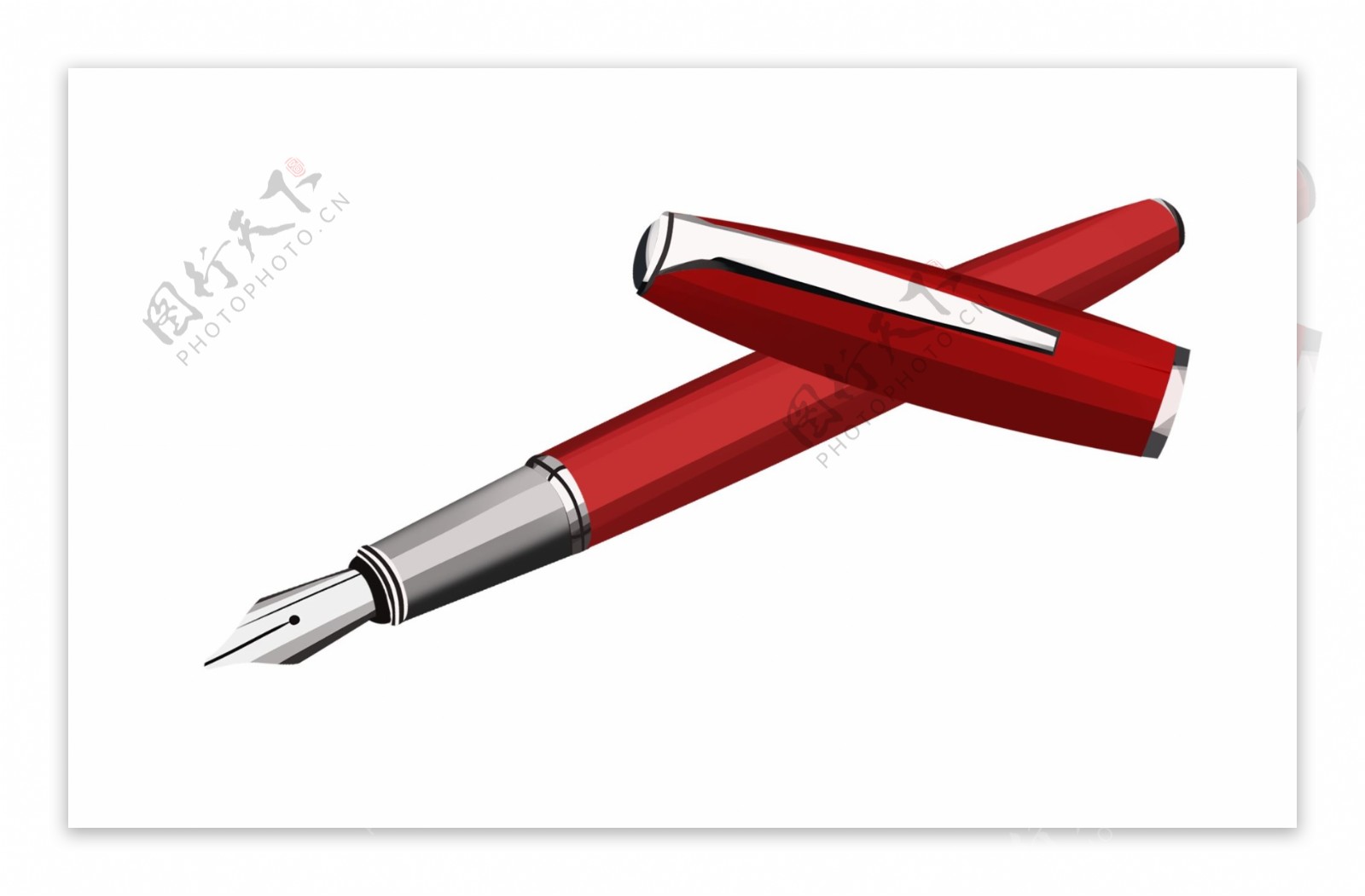 红色钢笔创意插画