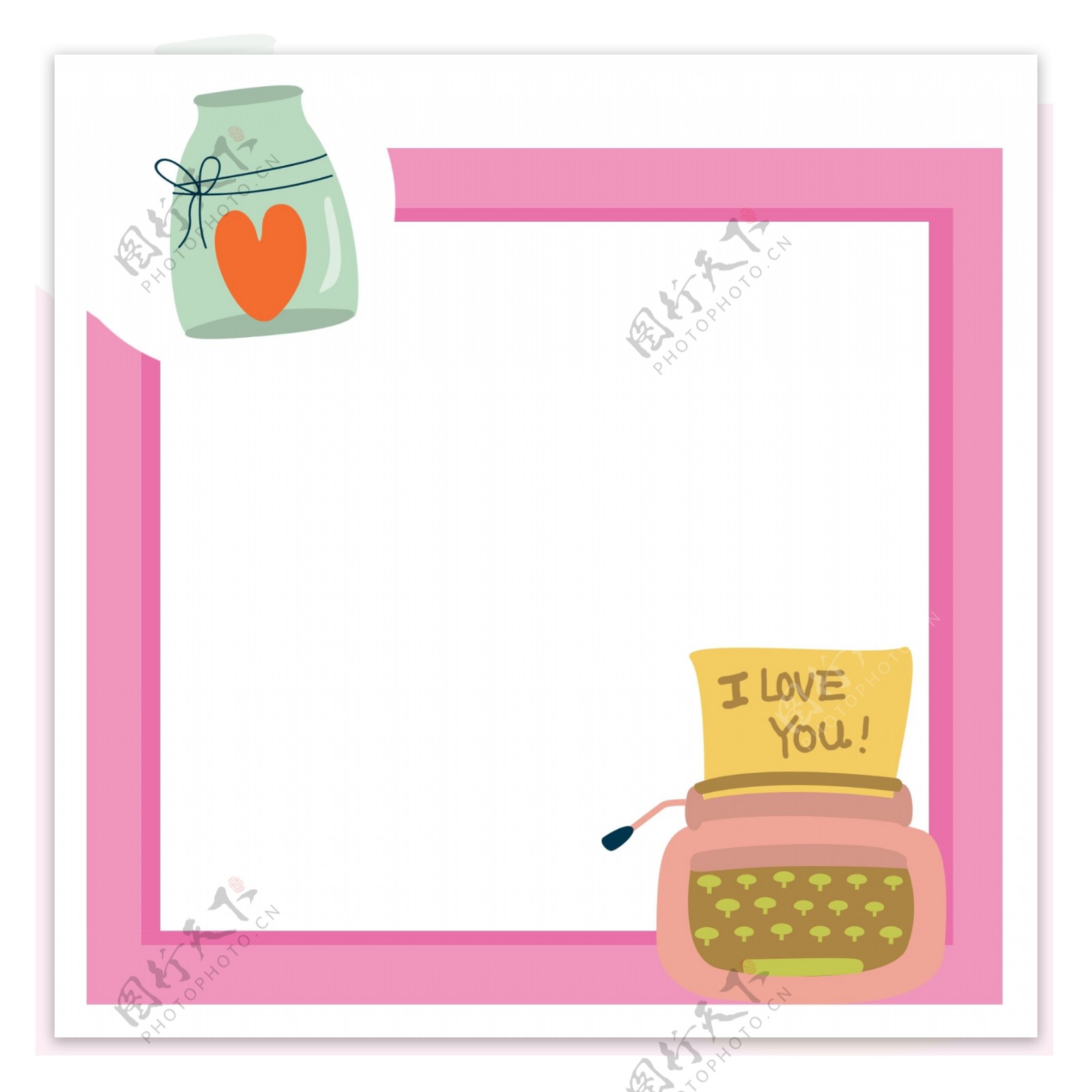 浪漫情人节粉色方形主题边框