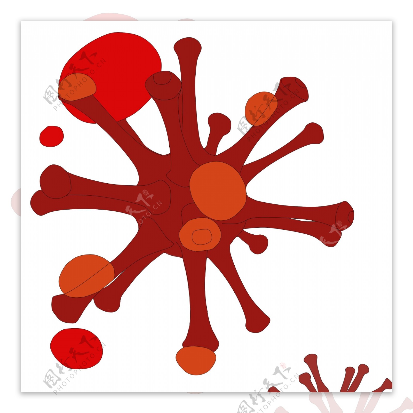 红色的可爱细菌插画