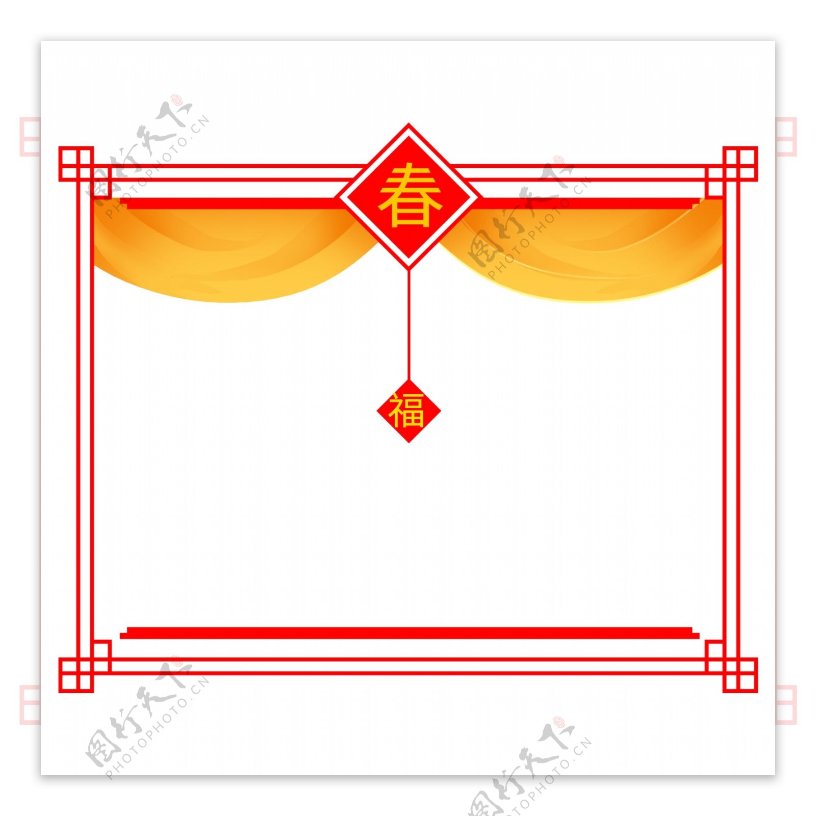 红色中国风春节边框