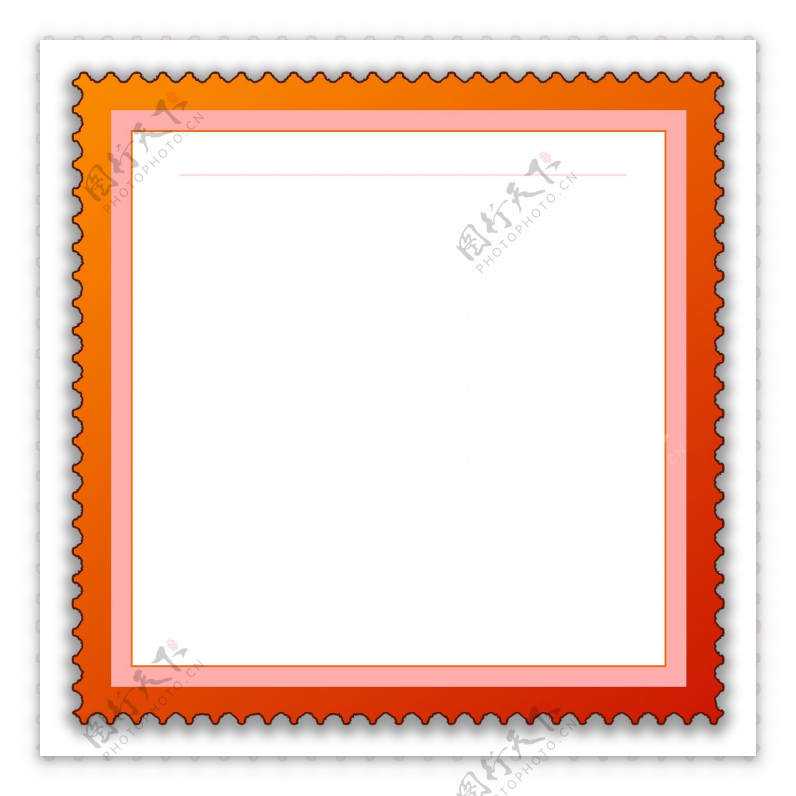 红色2.5通用邮票二维码装饰边框