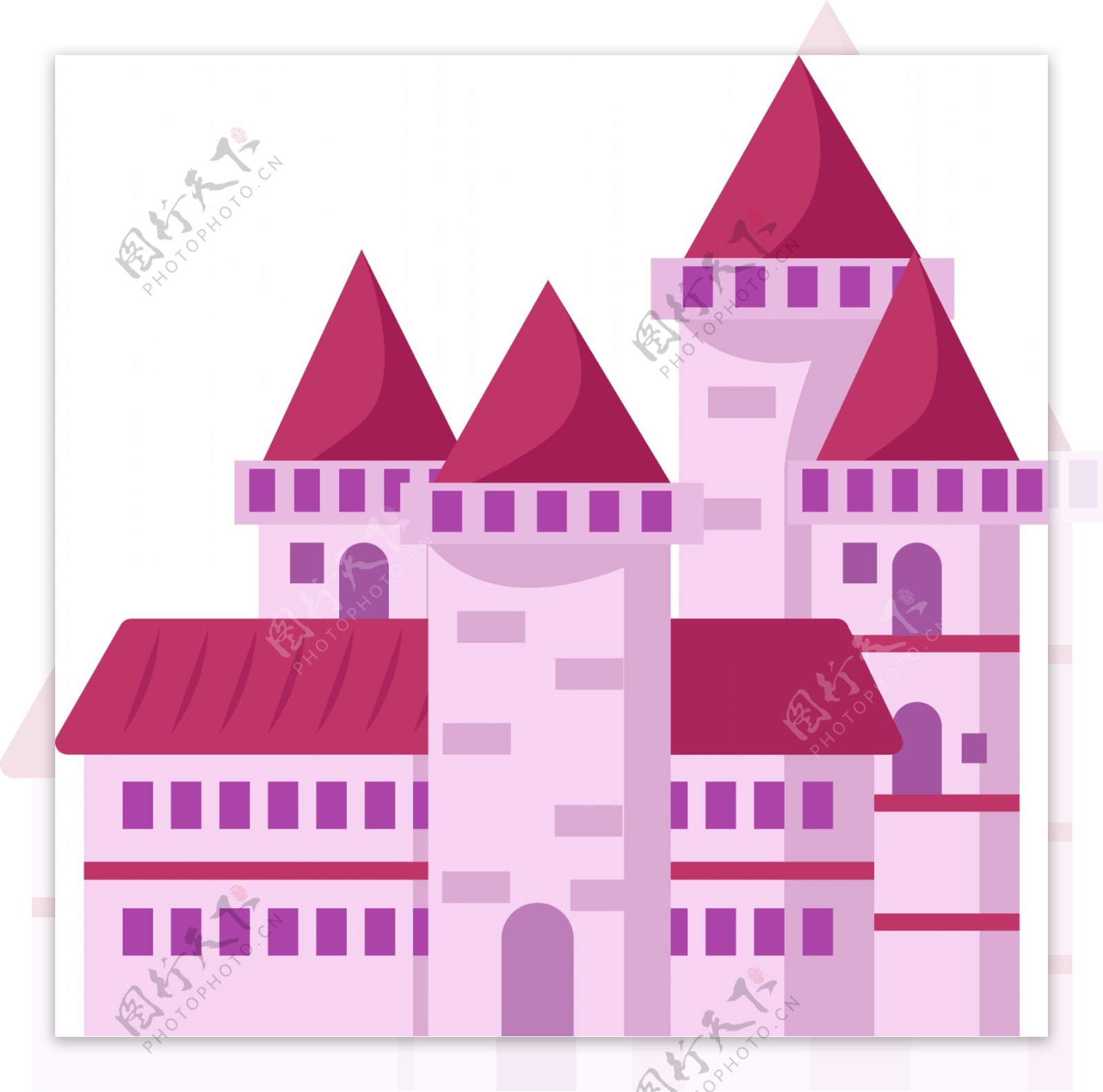 梦幻粉色城堡插画