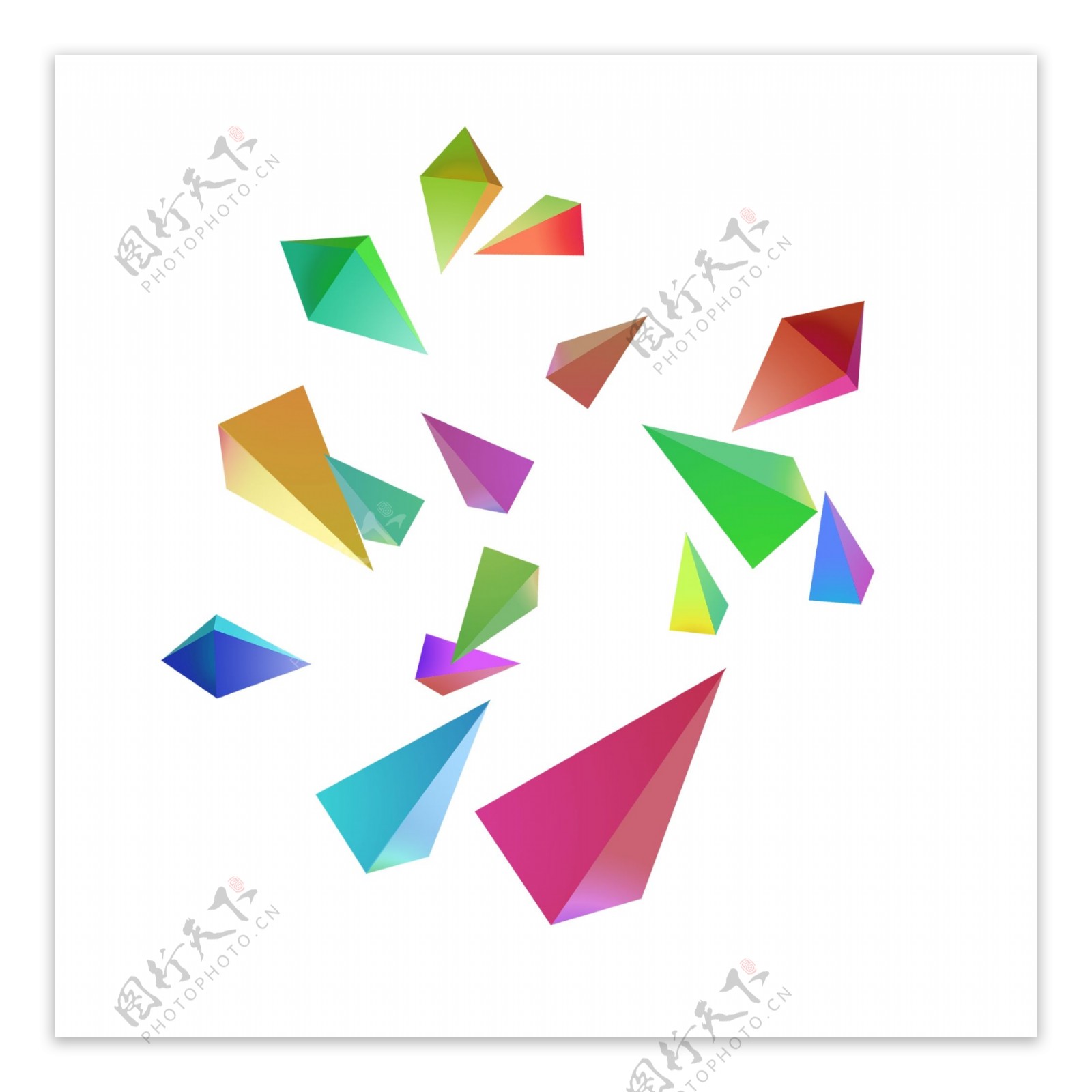 立体漂浮三角素材元素
