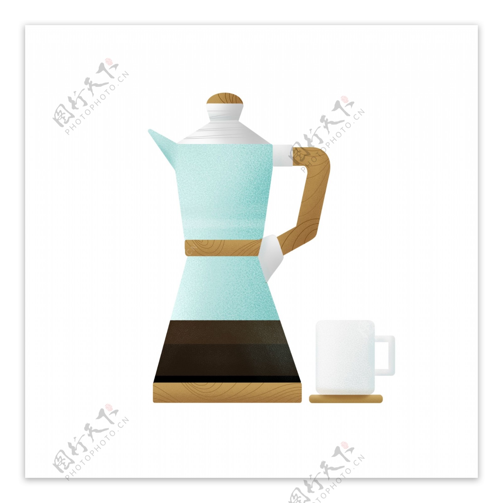 餐饮餐具淡蓝色清新咖啡壶咖啡杯装饰图案