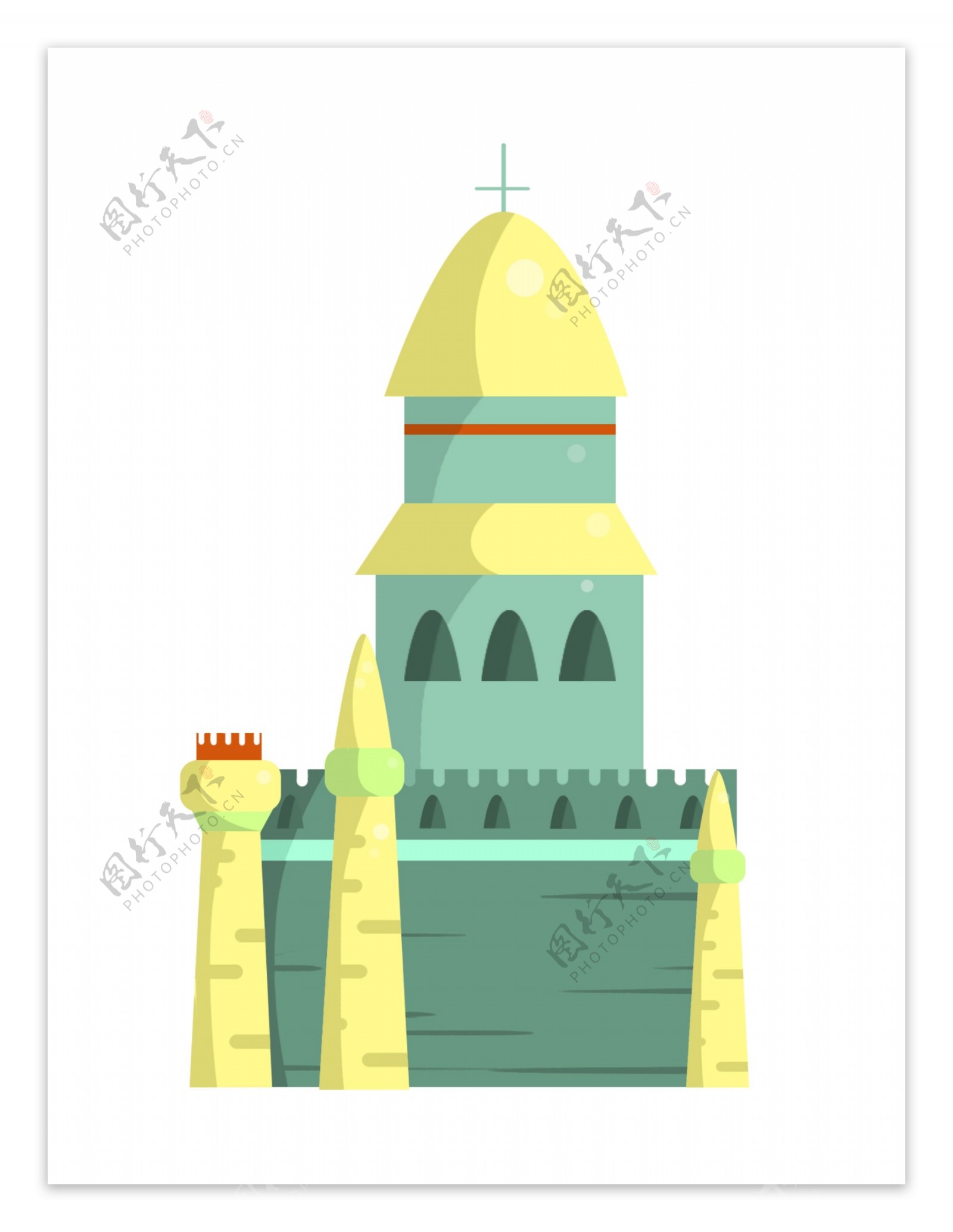 十字架城堡装饰插画