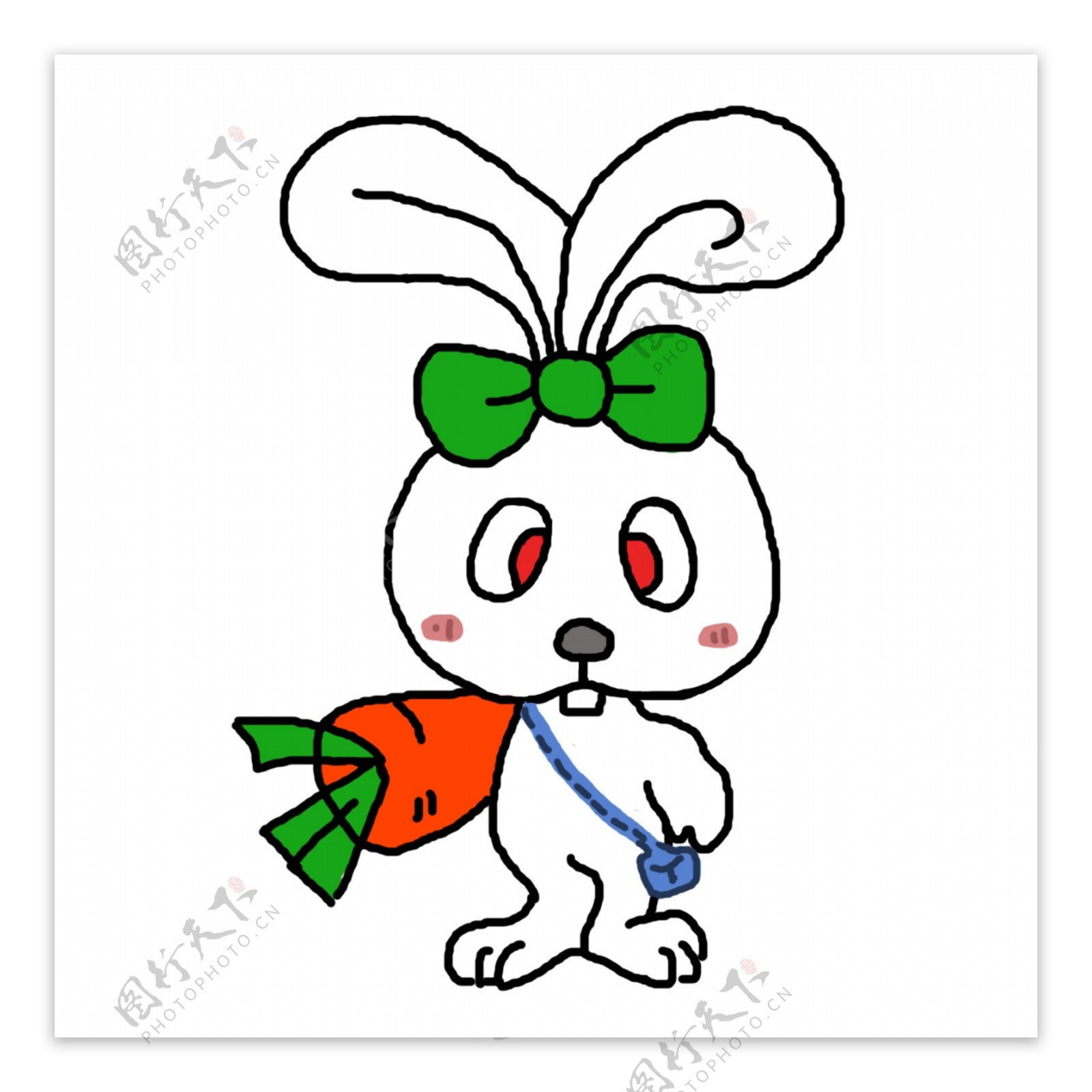 超萌兔子白色兔子卡通插画卡通可爱