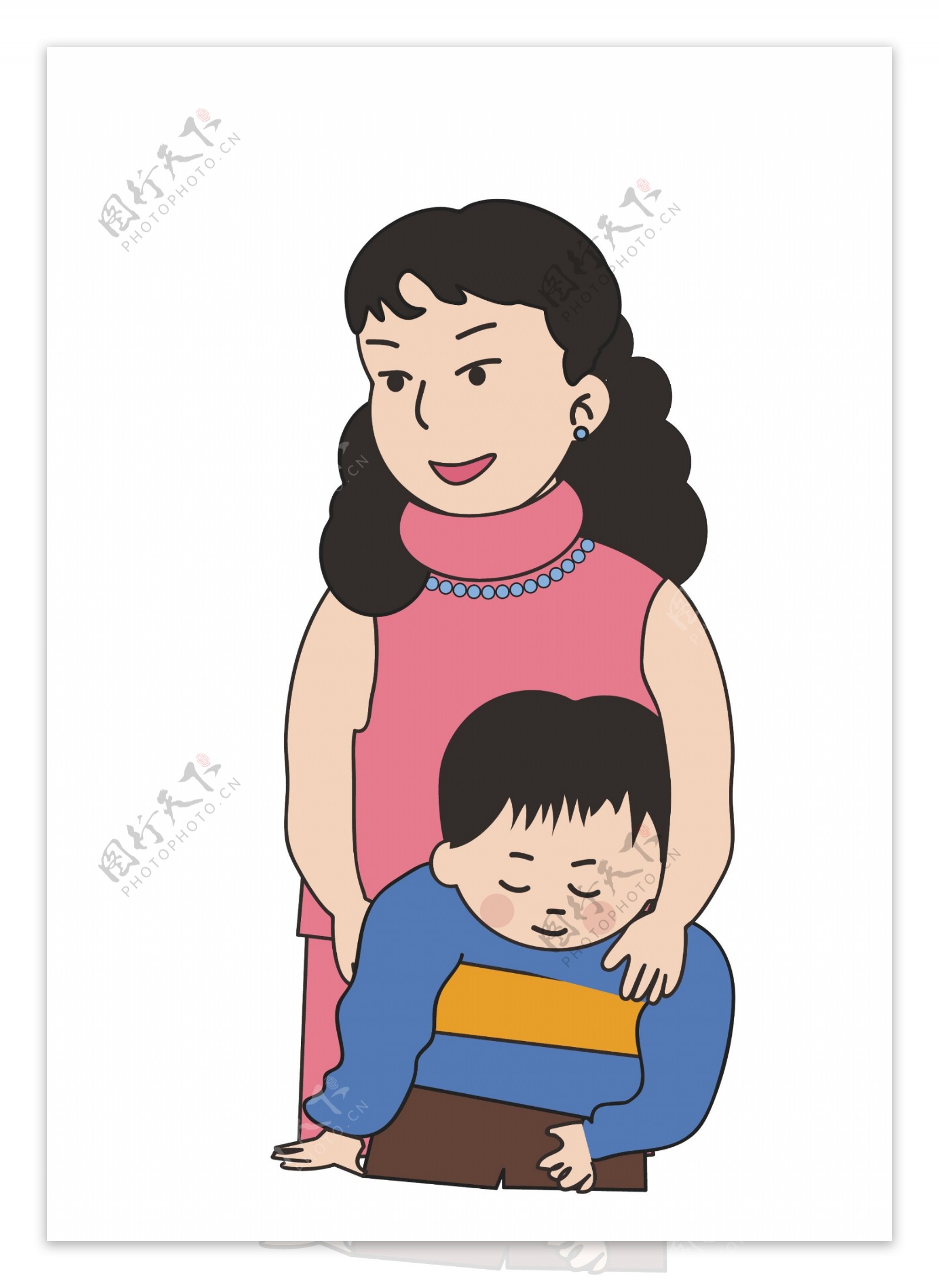 母亲节促销矢量扁平简洁母子感恩母亲依偎卡通形象