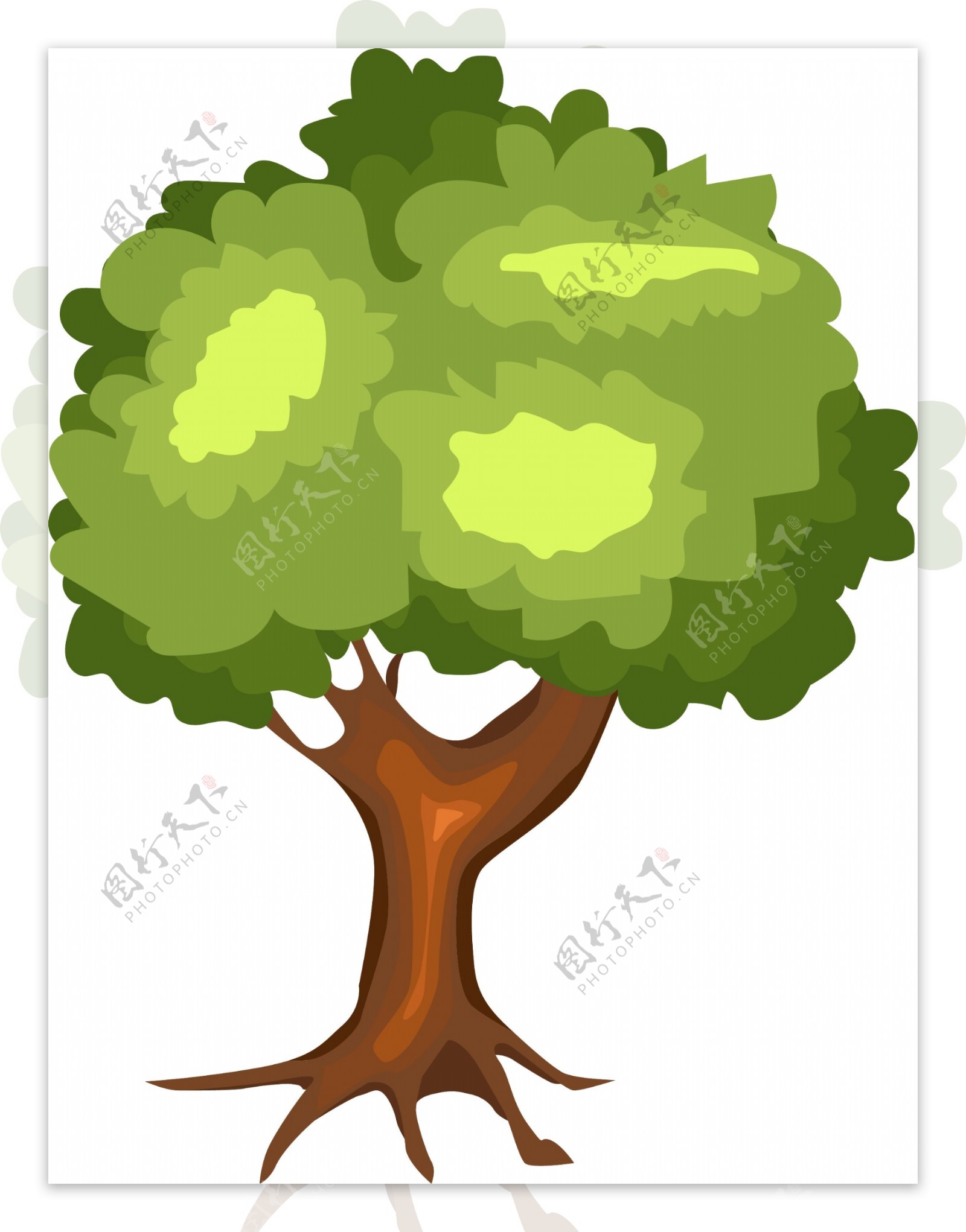 矢量卡通绿色的树木