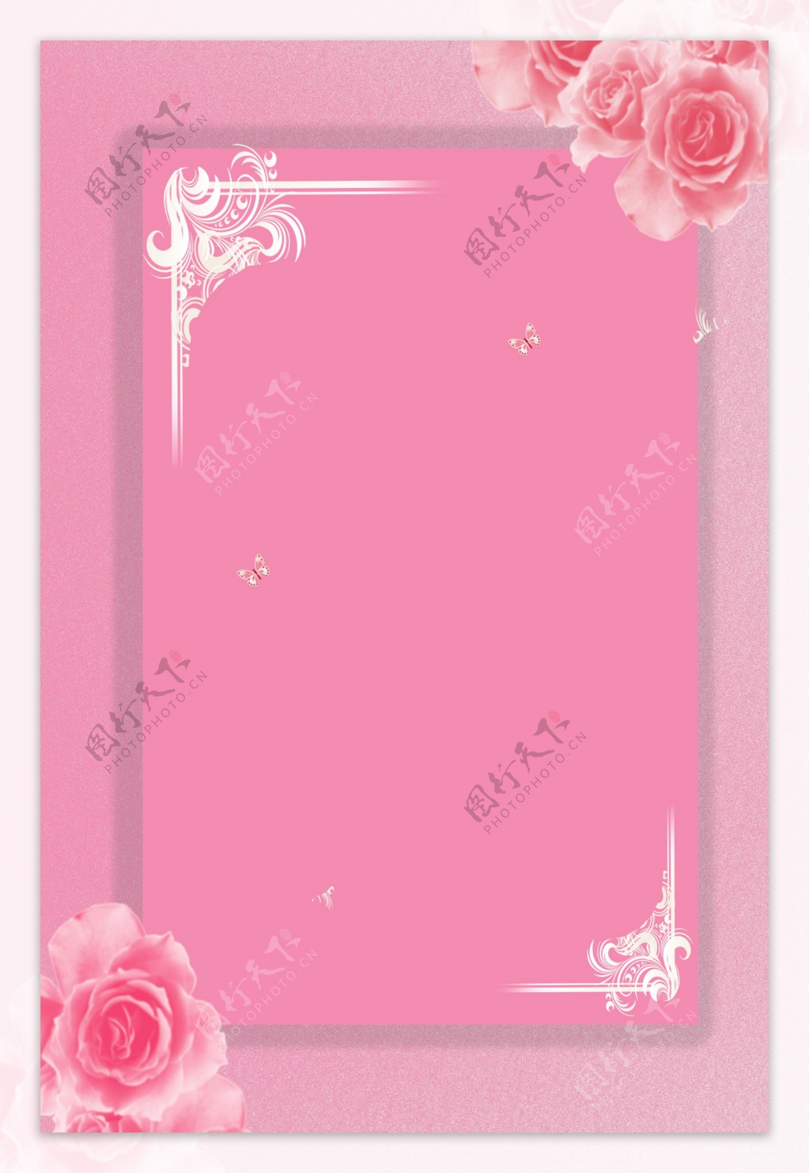 粉色花朵边框纹理背景