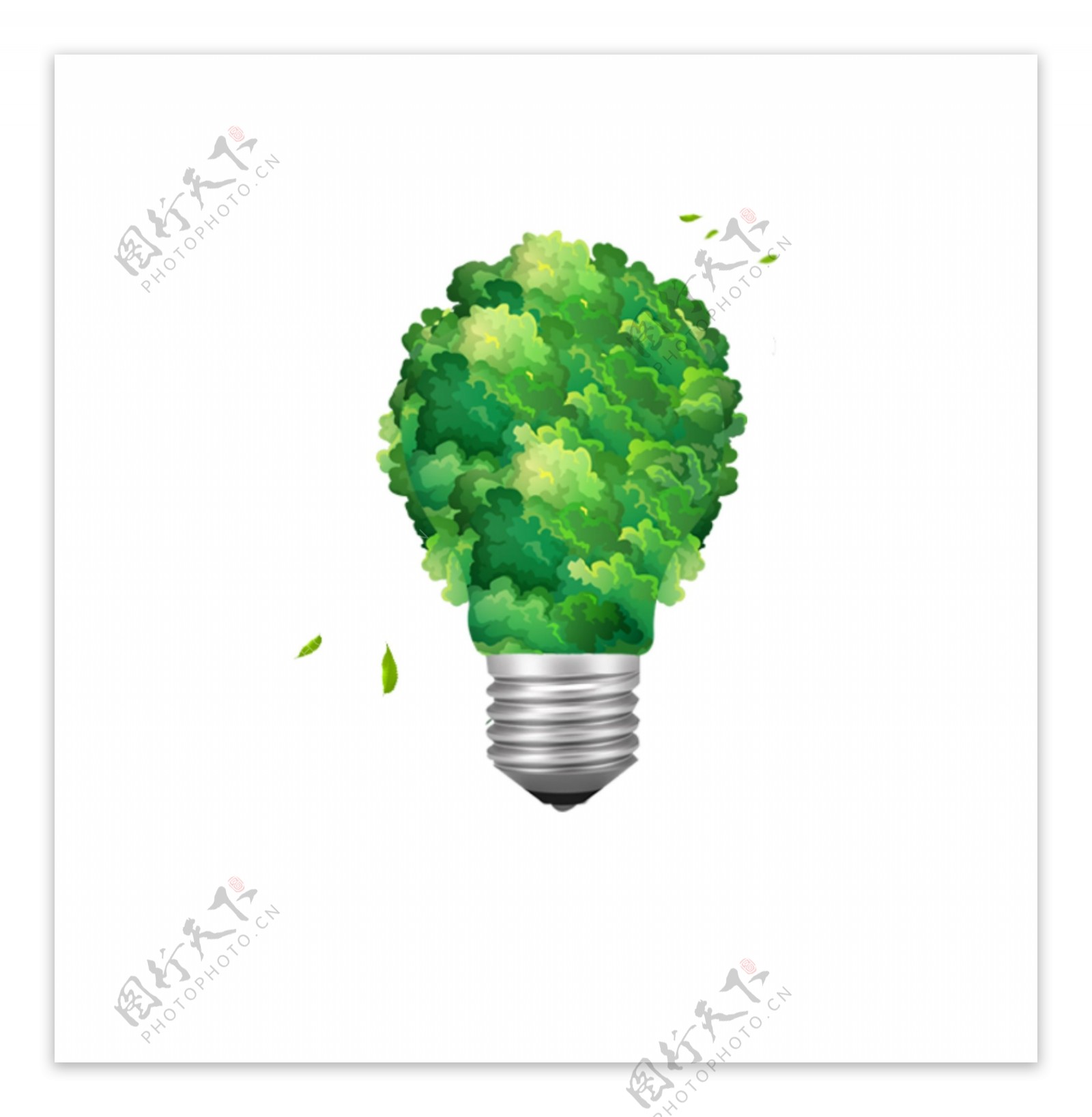 绿色环保森林手绘小灯泡