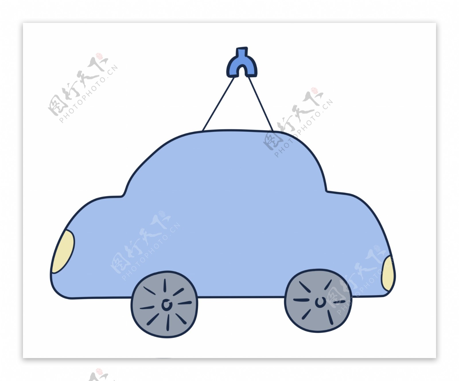 蓝色小汽车边框插画