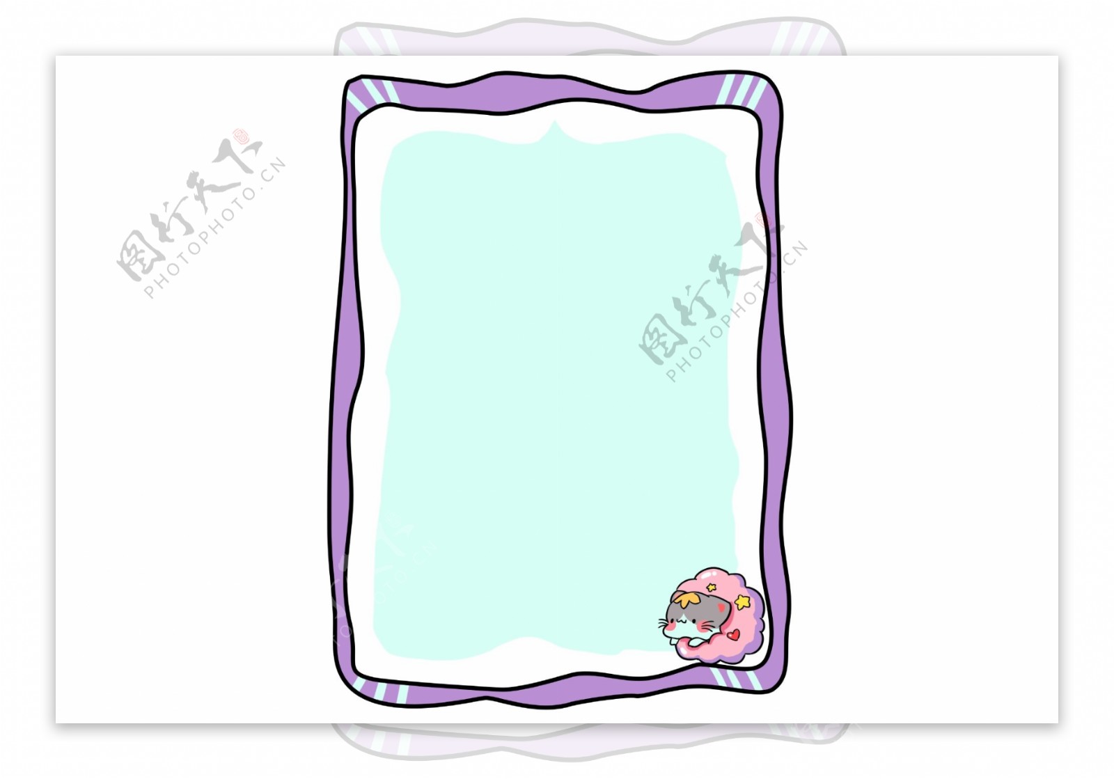 紫色的猫咪边框插画