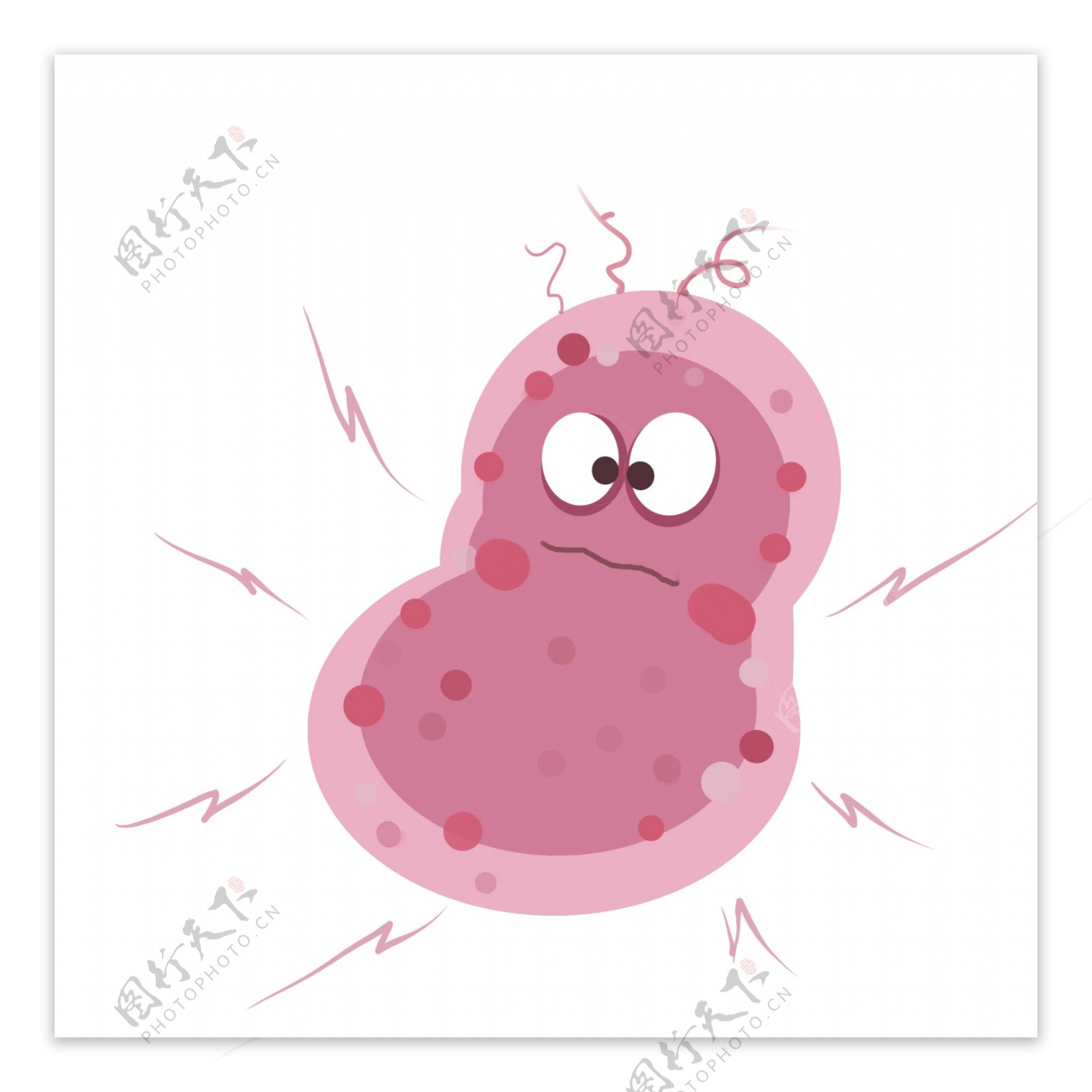粉色的拟人细菌插画