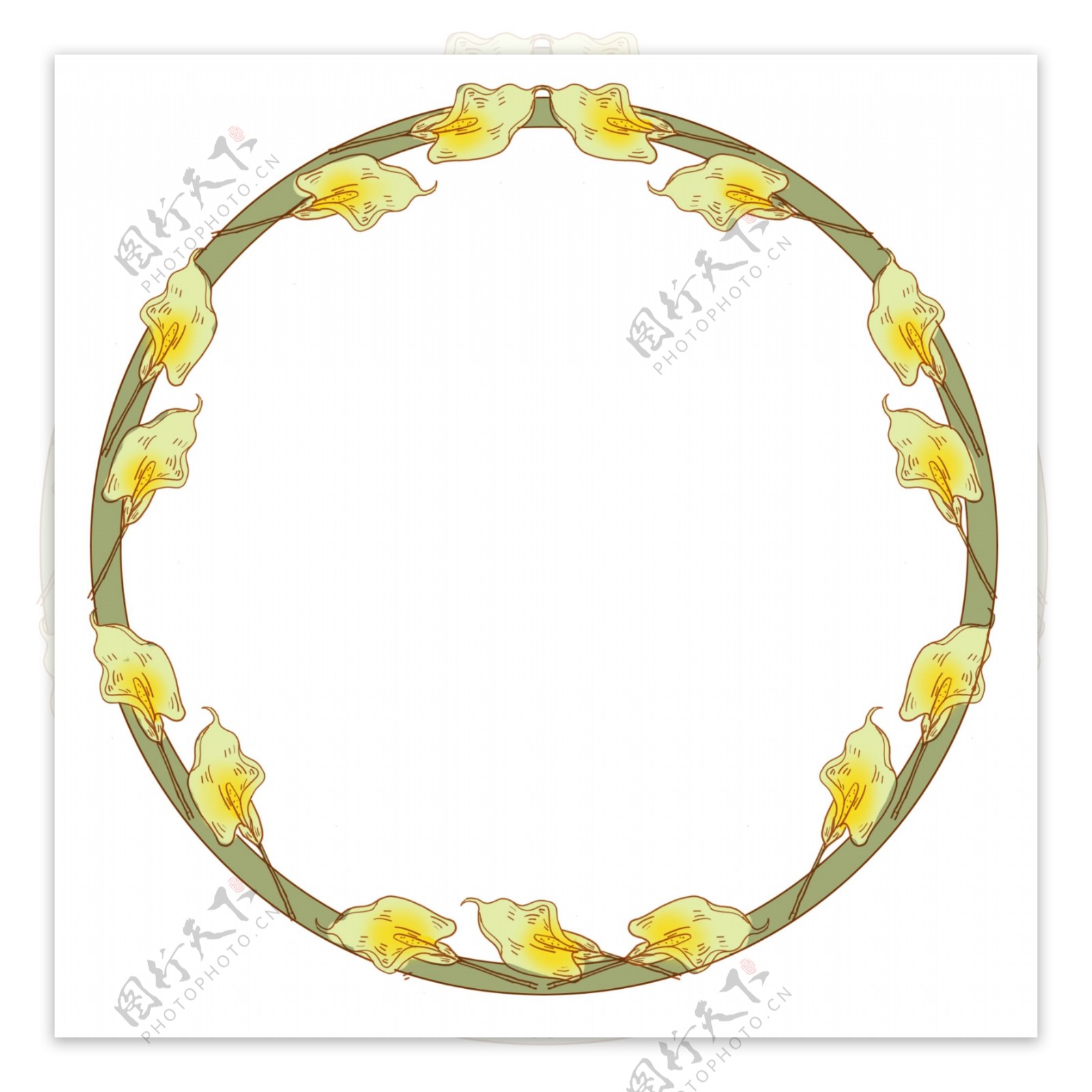 黄色花环边框装饰