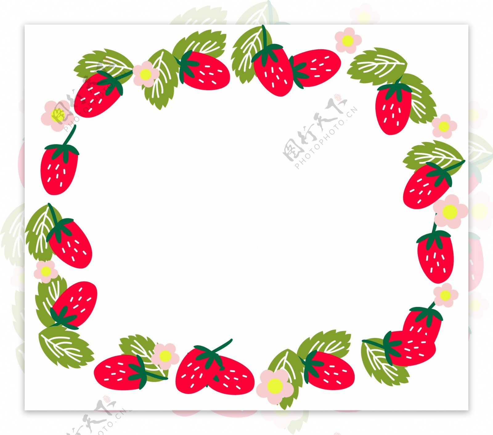 草莓春季框框插画