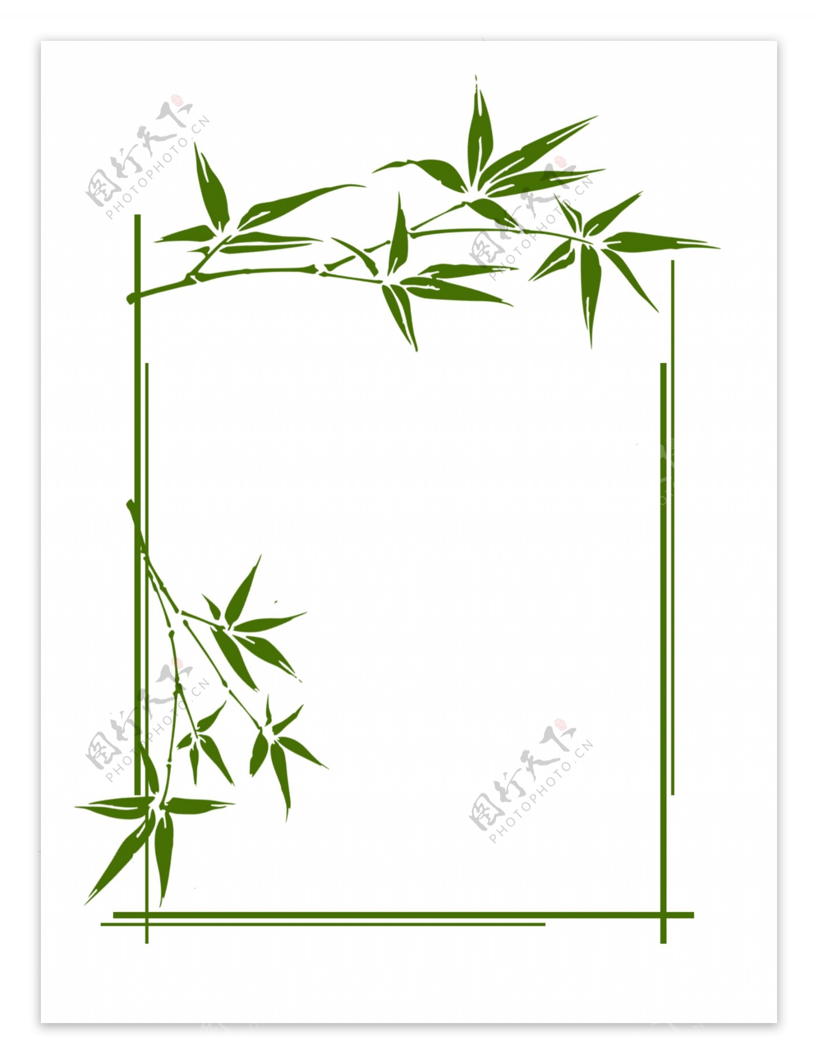 绿色竹叶手绘边框