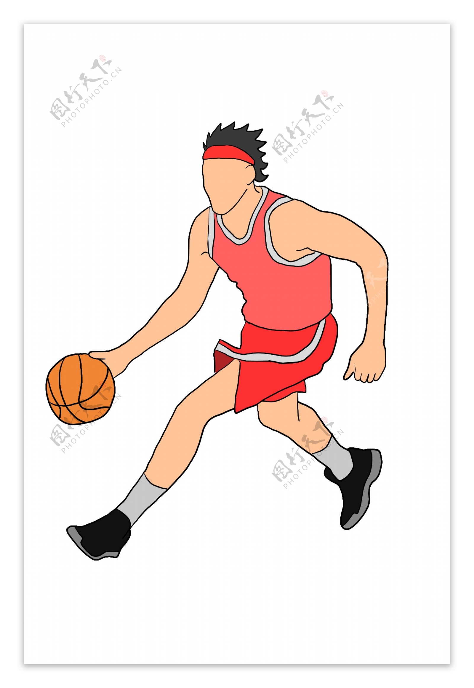 打篮球的男孩卡通插画