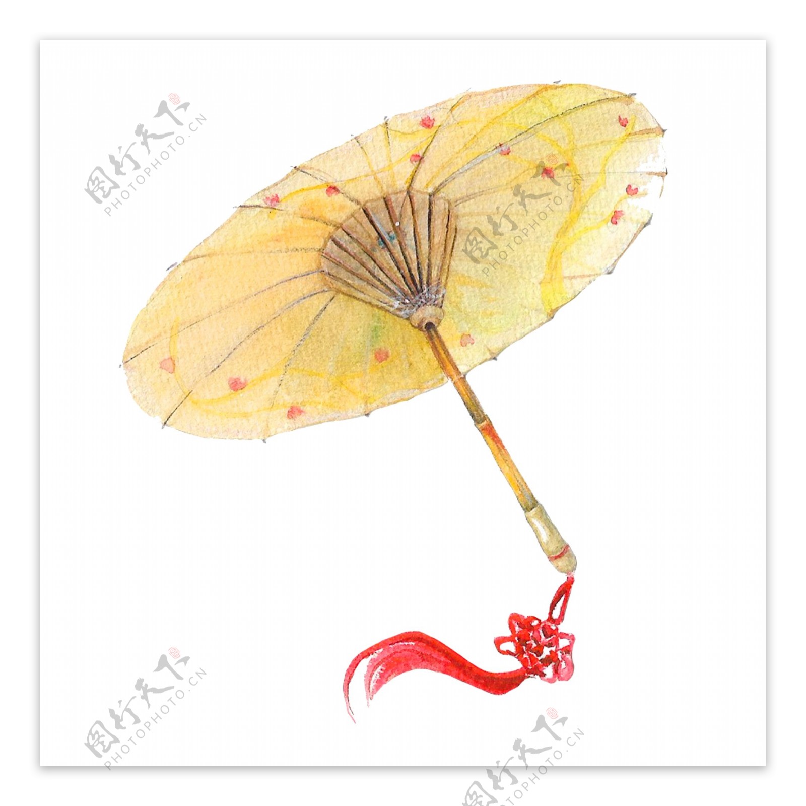 中国风古典油纸伞水彩淡雅PNG