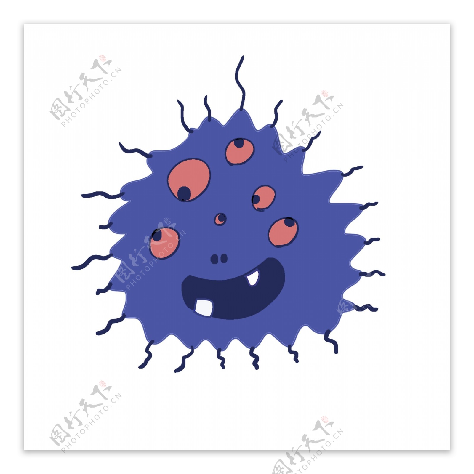 蓝色的有害细菌插画
