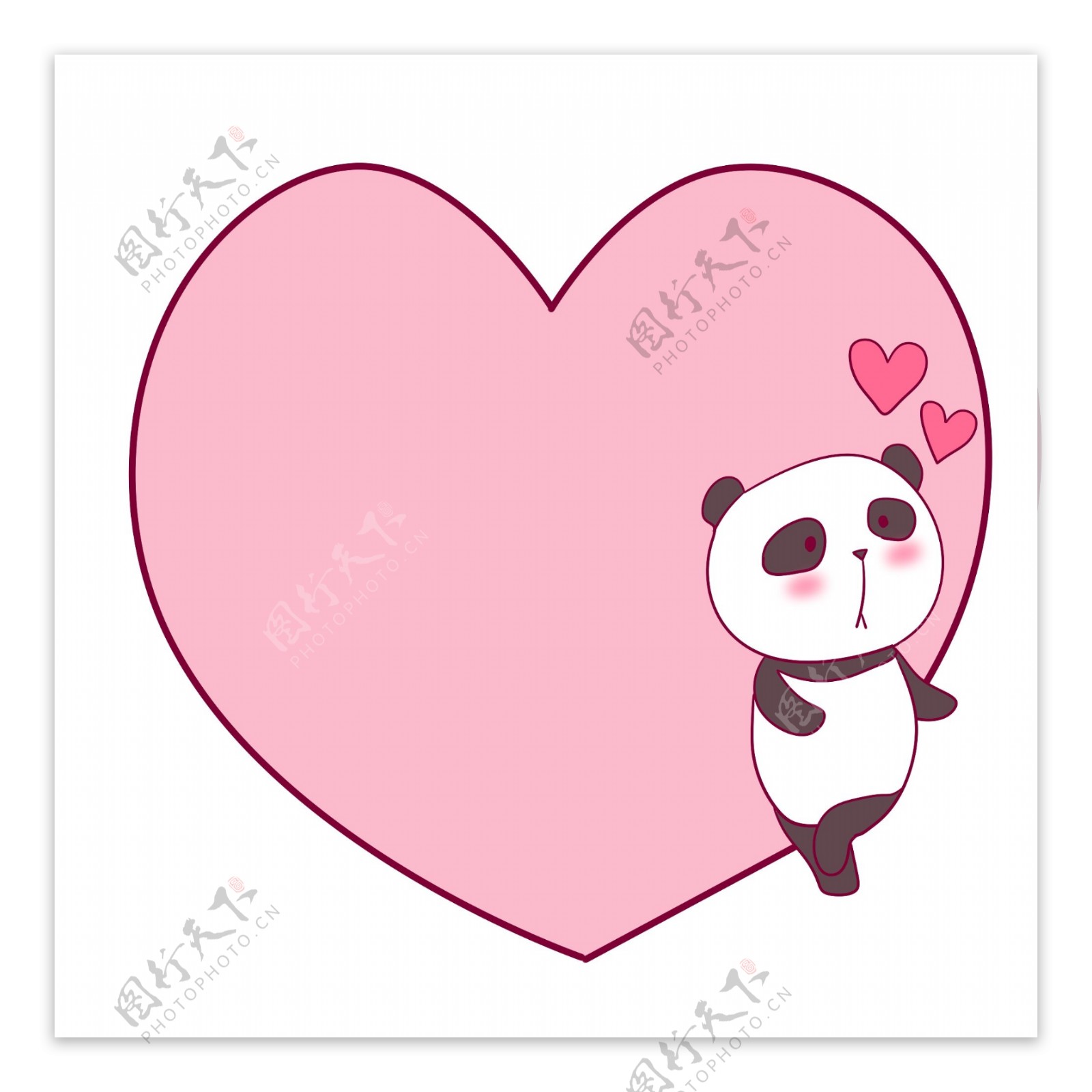 大熊猫粉色心形边框