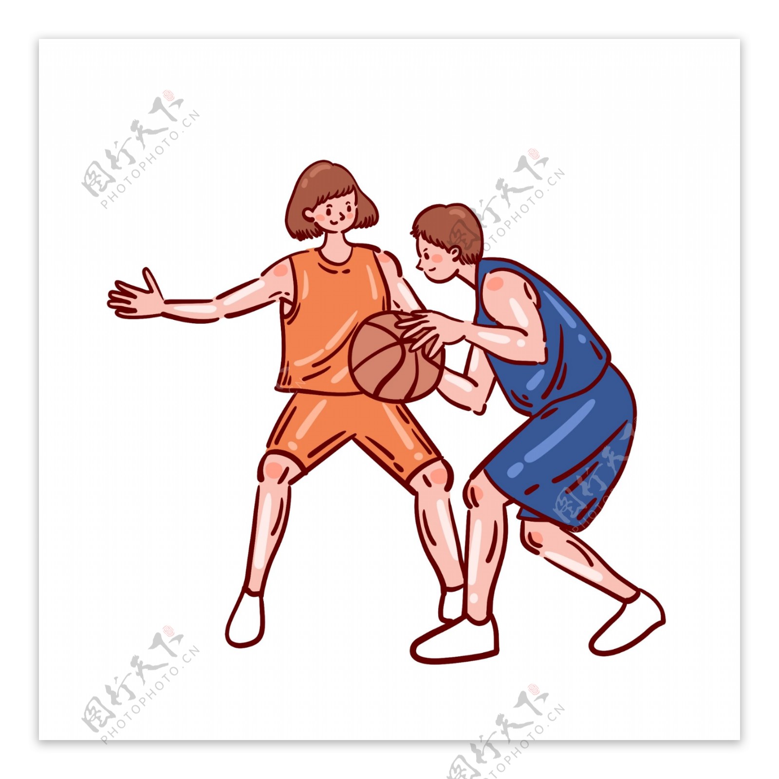 卡通矢量免抠可爱打篮球的人物