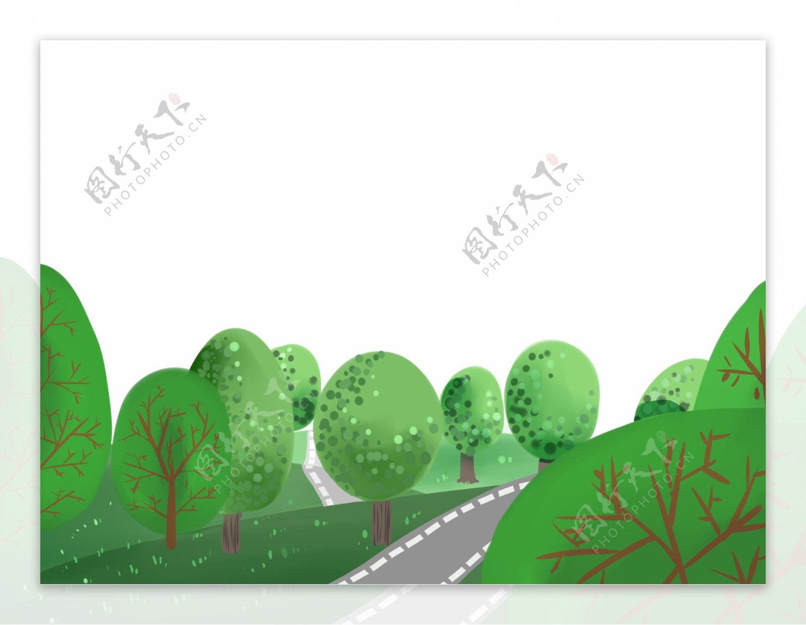 春天景色森林绿树绿色海报边框